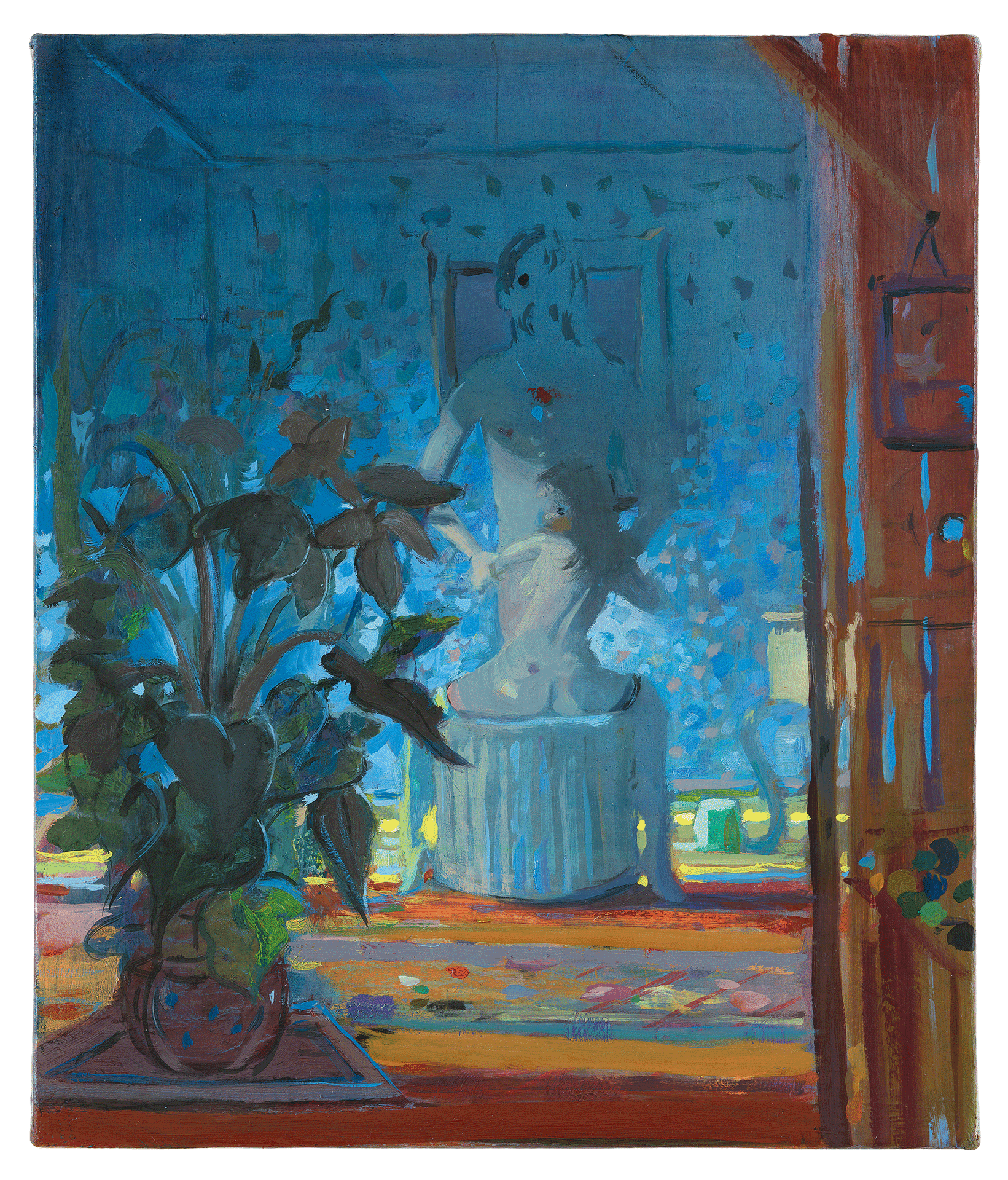 A painting by Lisa Yuskavage, titled Lavinia with Bob, dated 2016.