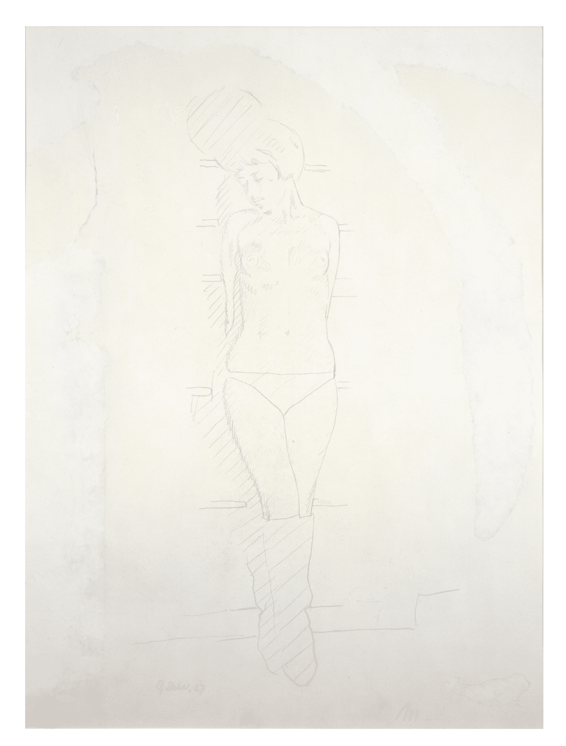 A drawing by Gerhard Richter, titled Study for Kleiner Akt, dated 1967.