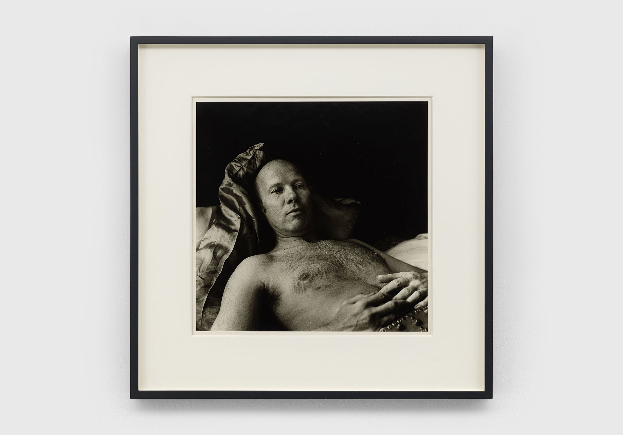 A gelatin silver print by Peter Hujar, titled Ray Johnson, dated 1975.
