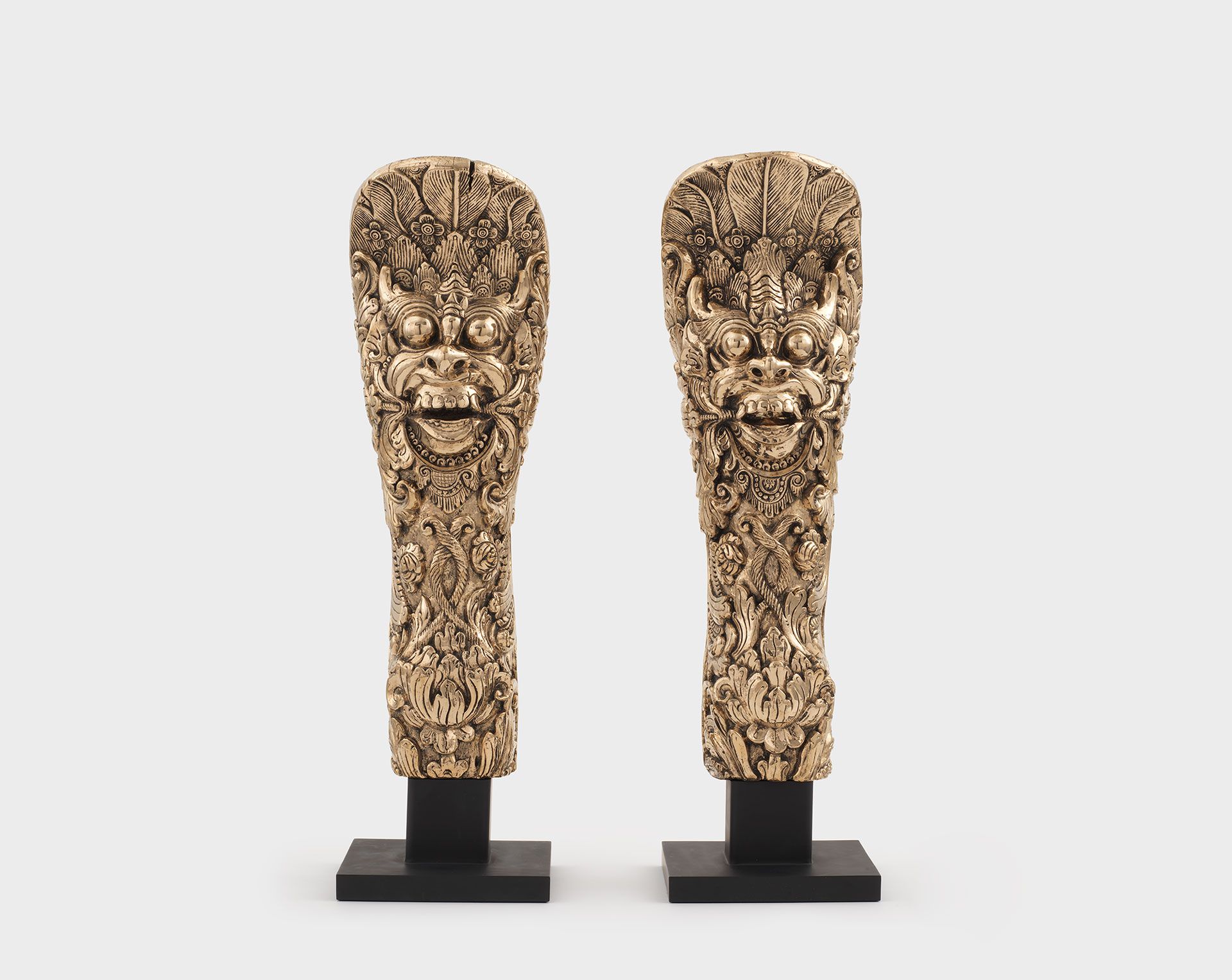 A pair of sculptures by Sherrie Levine, titled Gamelan Figures, dated 2017.