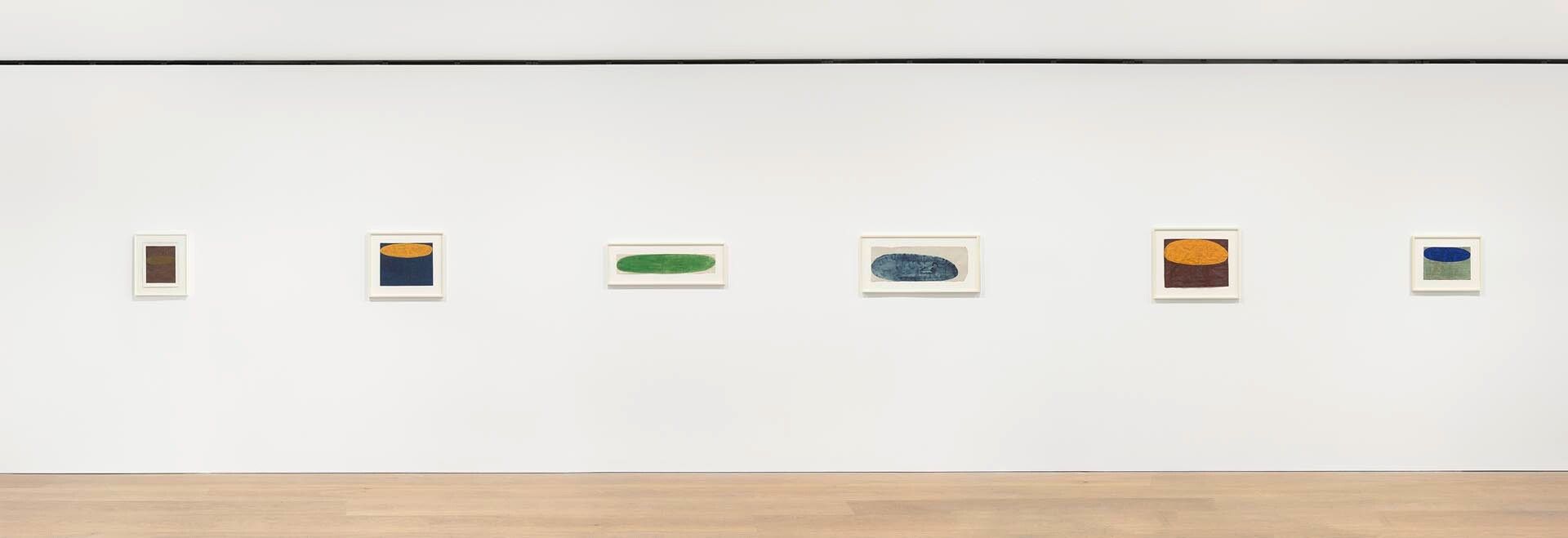 Installation view of the exhibition Suzan Frecon watercolors and small oil paintings, at David Zwirner London, dated 2017.