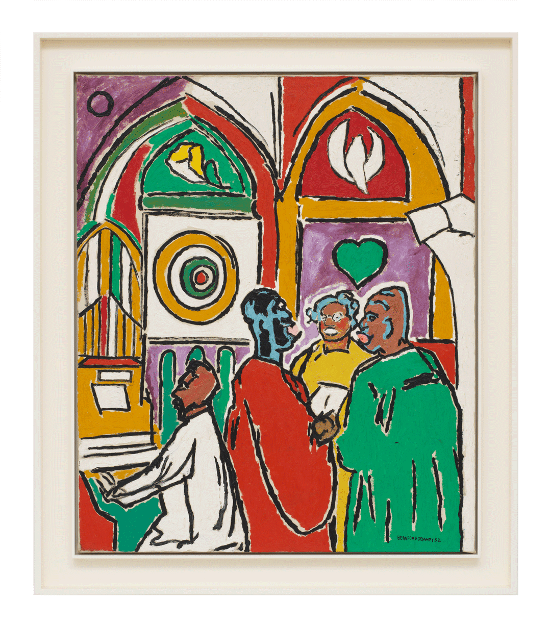 A painting by Beauford Delaney, titled Rehearsal, dated 1952.