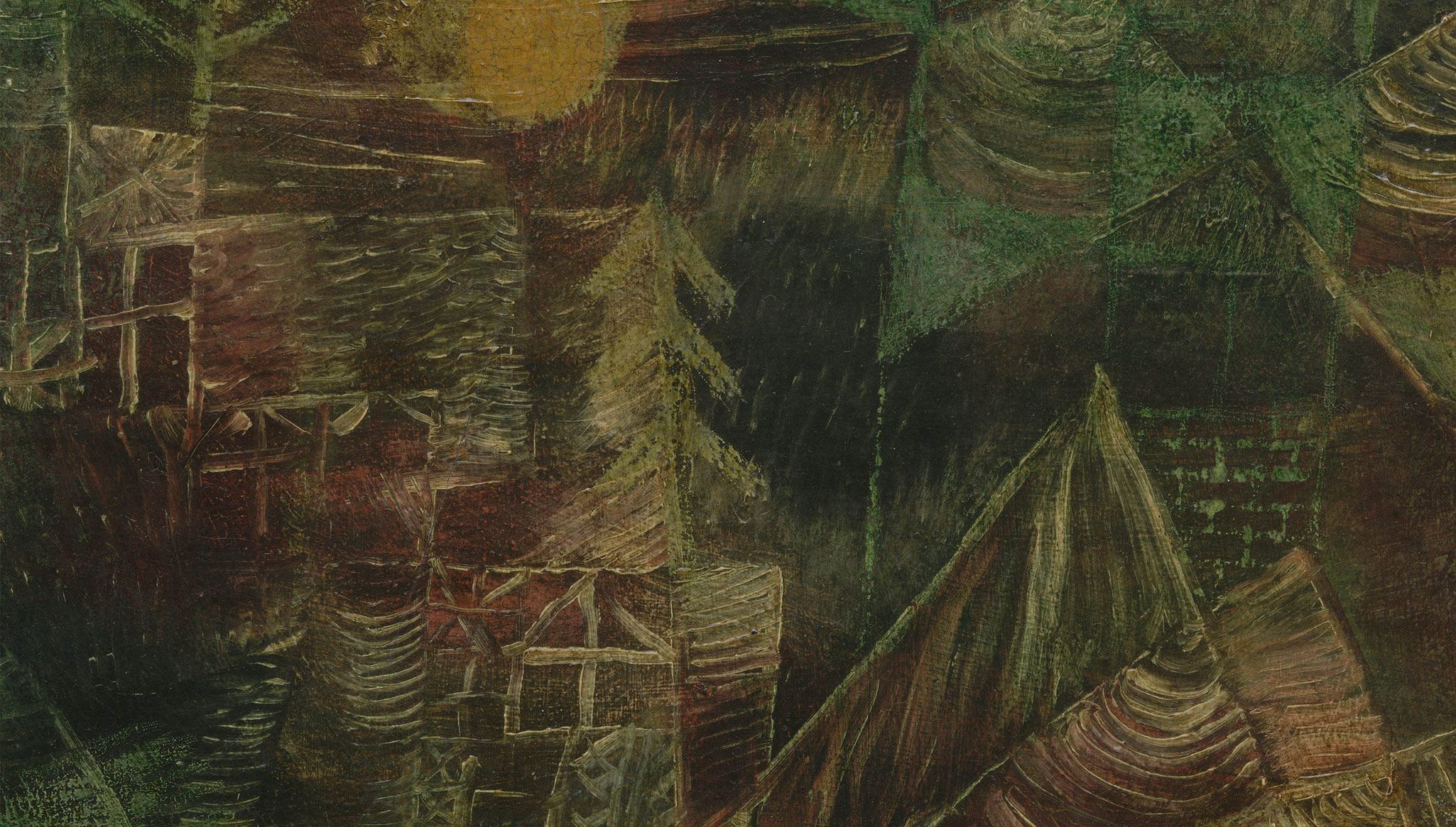 A detail of an artwork by Paul Klee, titled Wald-einsiedelei (Hermitage in the woods), dated 1921
