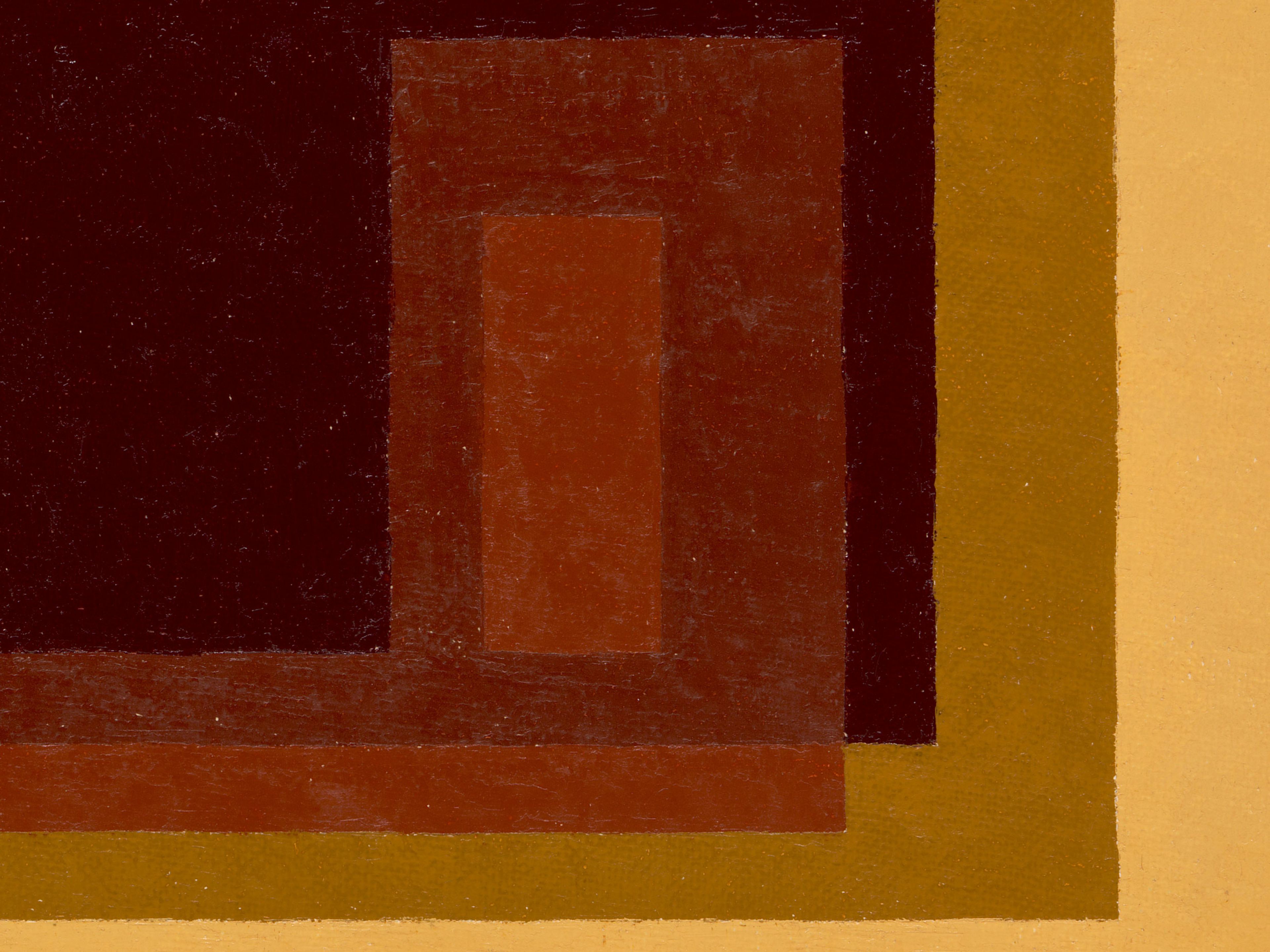 A detail from a painting by Josef Albers, titled Browns, Ochre, Yellow, dated 1948.