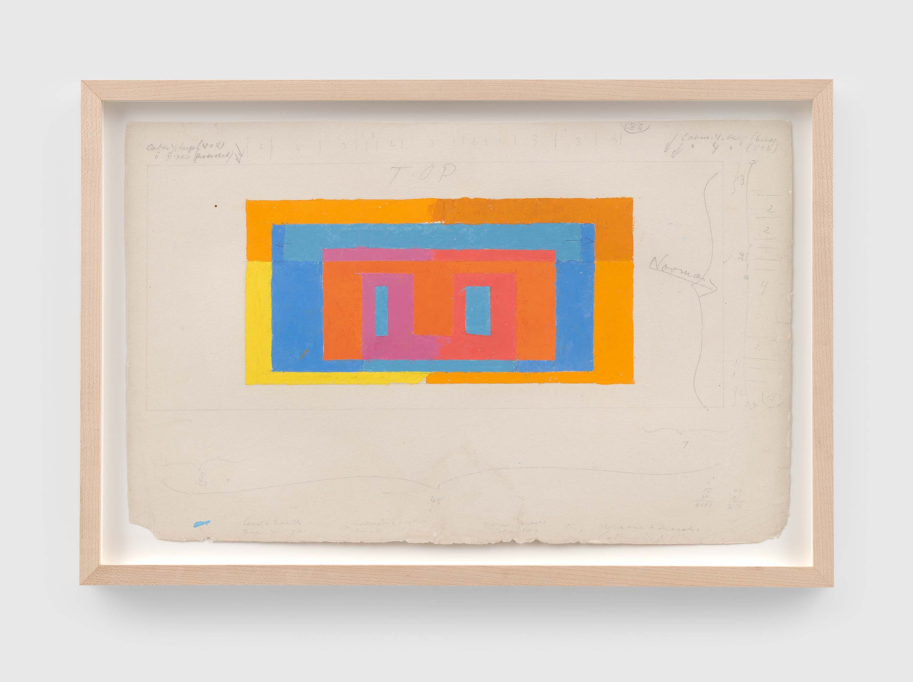 A drawing by Josef Albers, titled Color study for a Variant/Adobe, circa 1970.