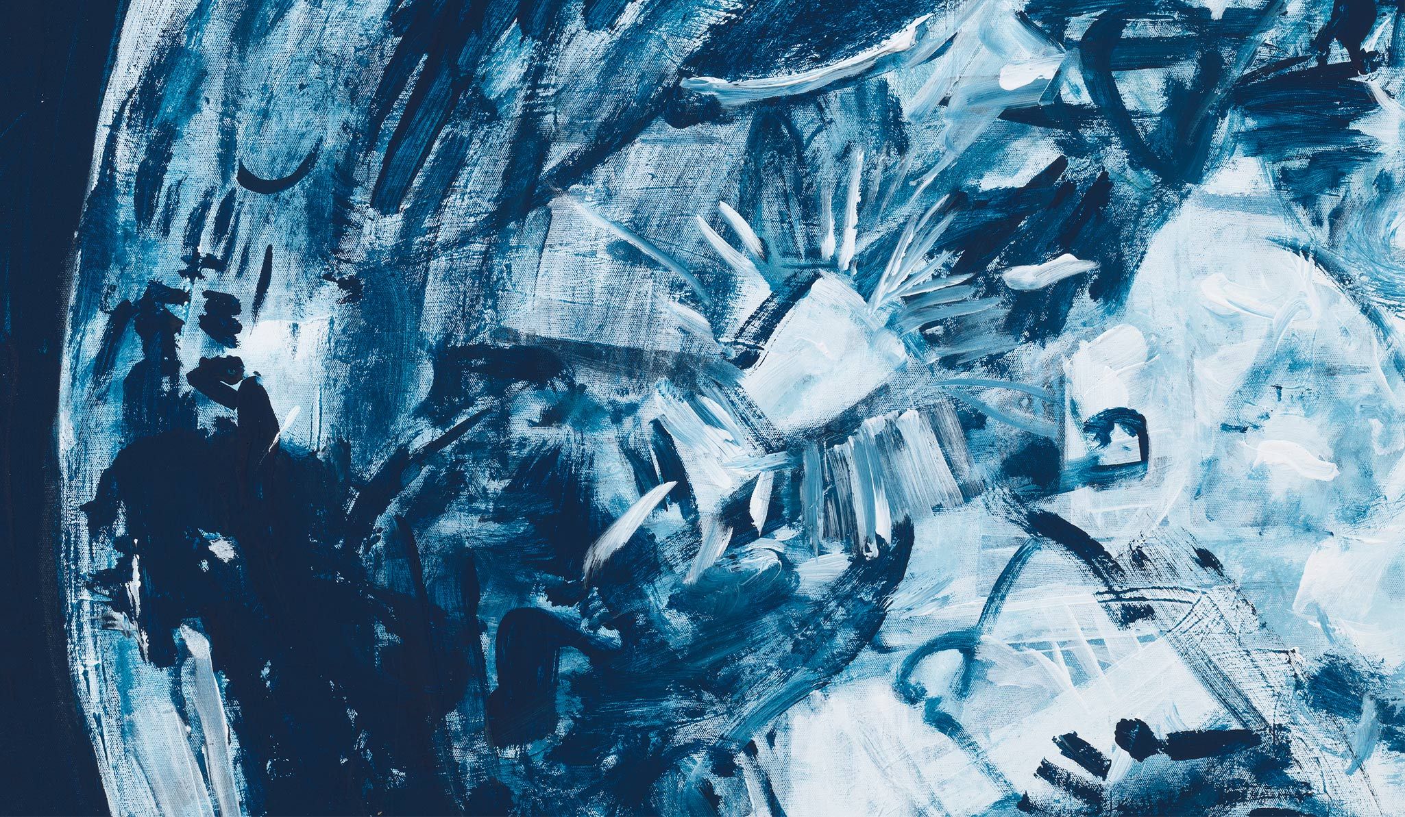 A detail from a painting by Cy Gavin titled Untitled (Moon), 2021