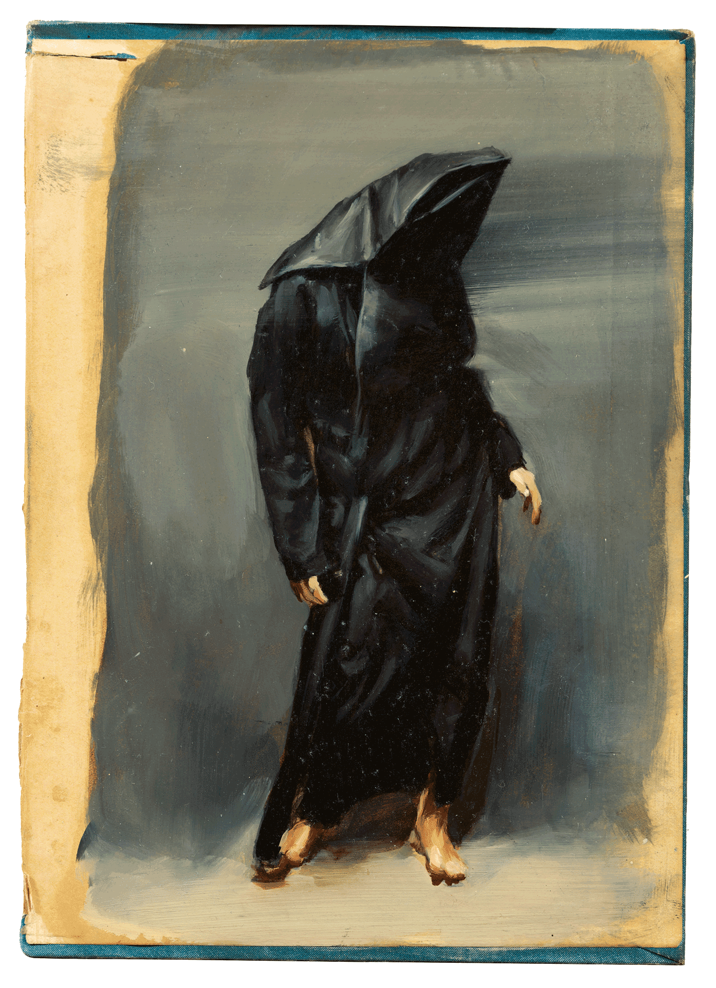 A painting by Michaël Borremans, titled Black Mould / Pogo, dated 2015.