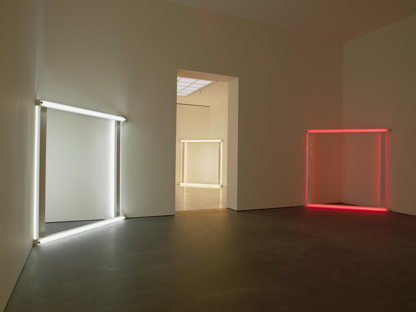 Installation view of the exhibition Dan Flavin and Donald Judd, at David Zwirner in New York, dated 2013.