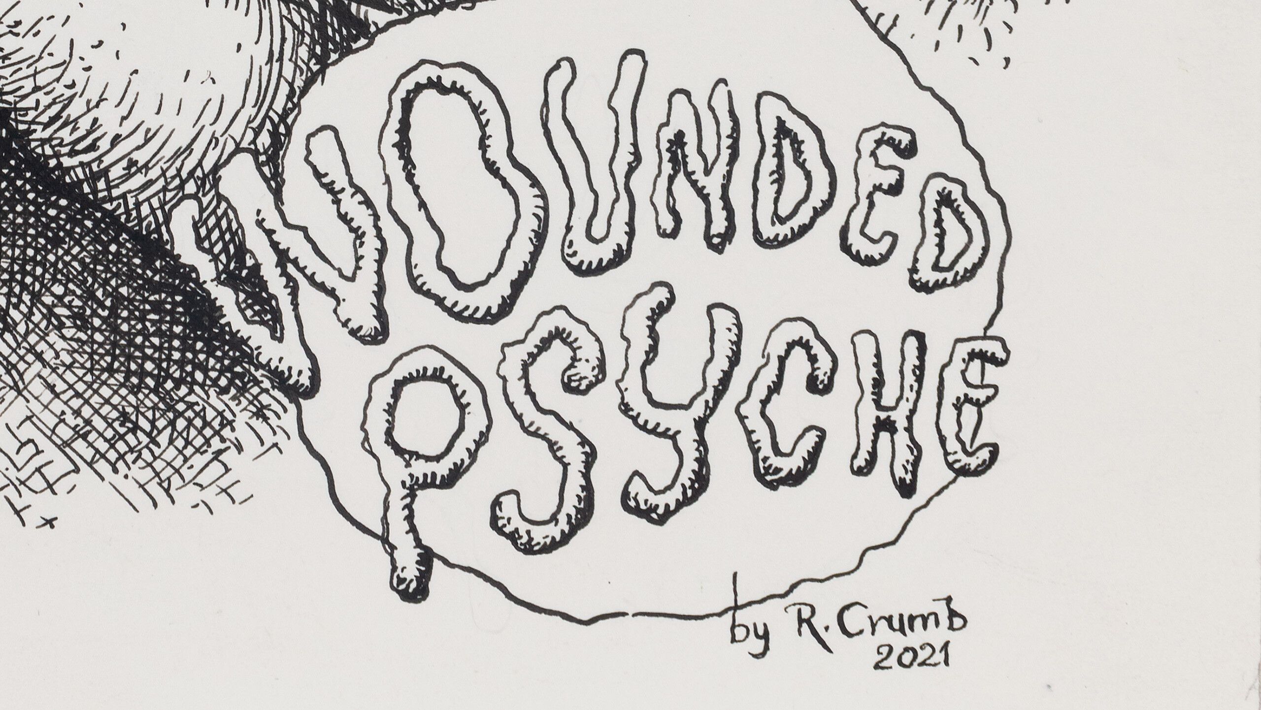 A detail of Wounded Psyche by R. CRUMB dated 2021