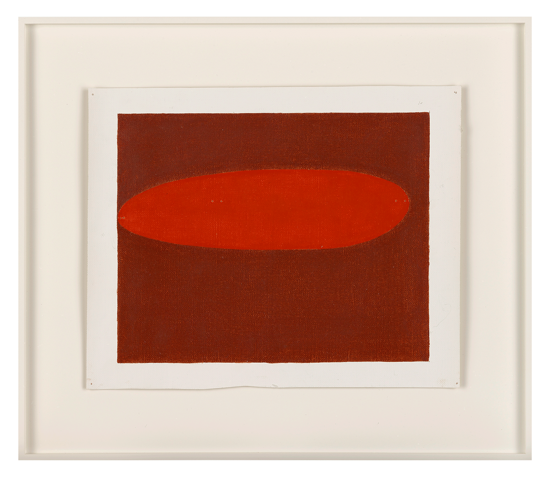 A painting by Suzan Frecon, titled Horizontal, Vertical study 2 (vermilion), dated 2016.