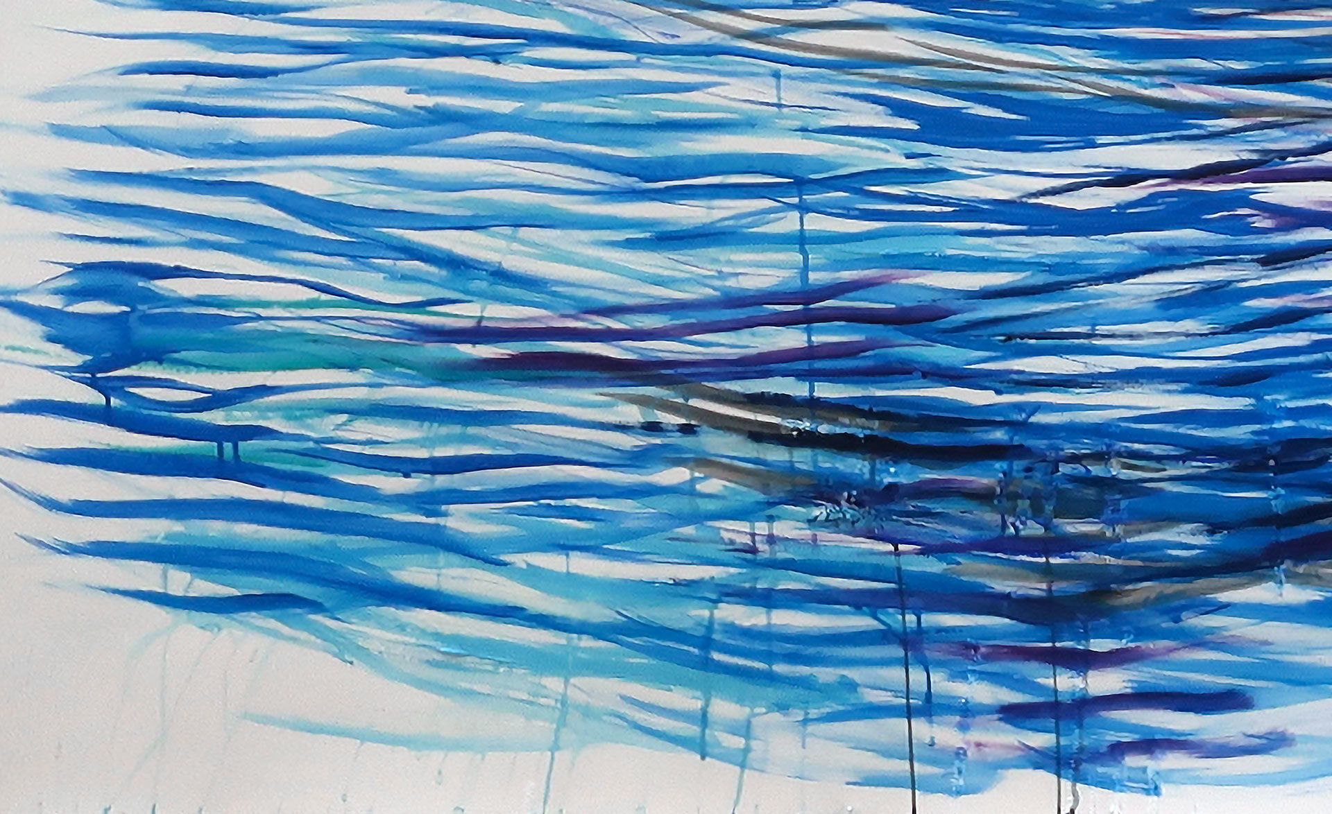 A detail of a painting by Raymond Pettibon titled No Title (Big gun pen.), dated 2020.