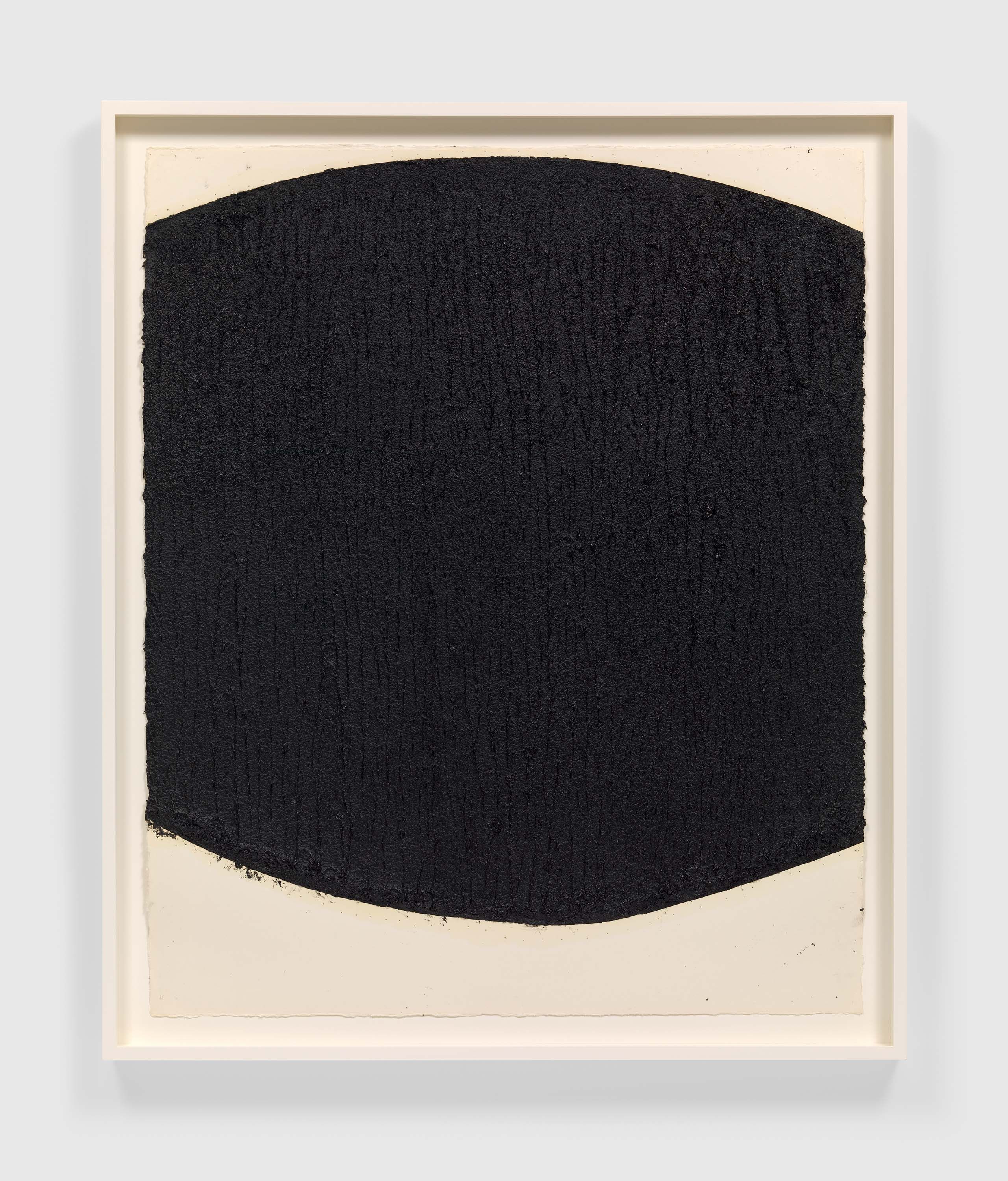 A paintstick, etching ink, and silica on handmade paper artwork by Richard Serra, titled The Petrified Forest, dated 2020.