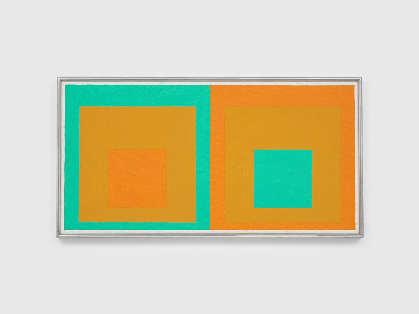 A painting by Josef Albers, titled Double Homage to the Square, dated 1957.