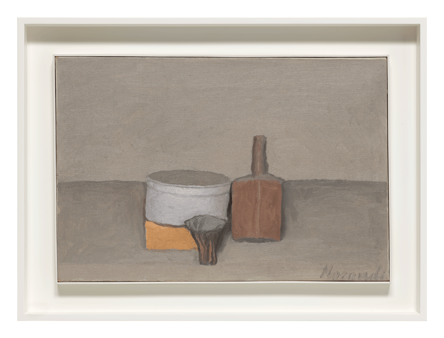 An oil painting on canvas by Giorgio Morandi, titled Natura morta (Still Life), circa 1954.