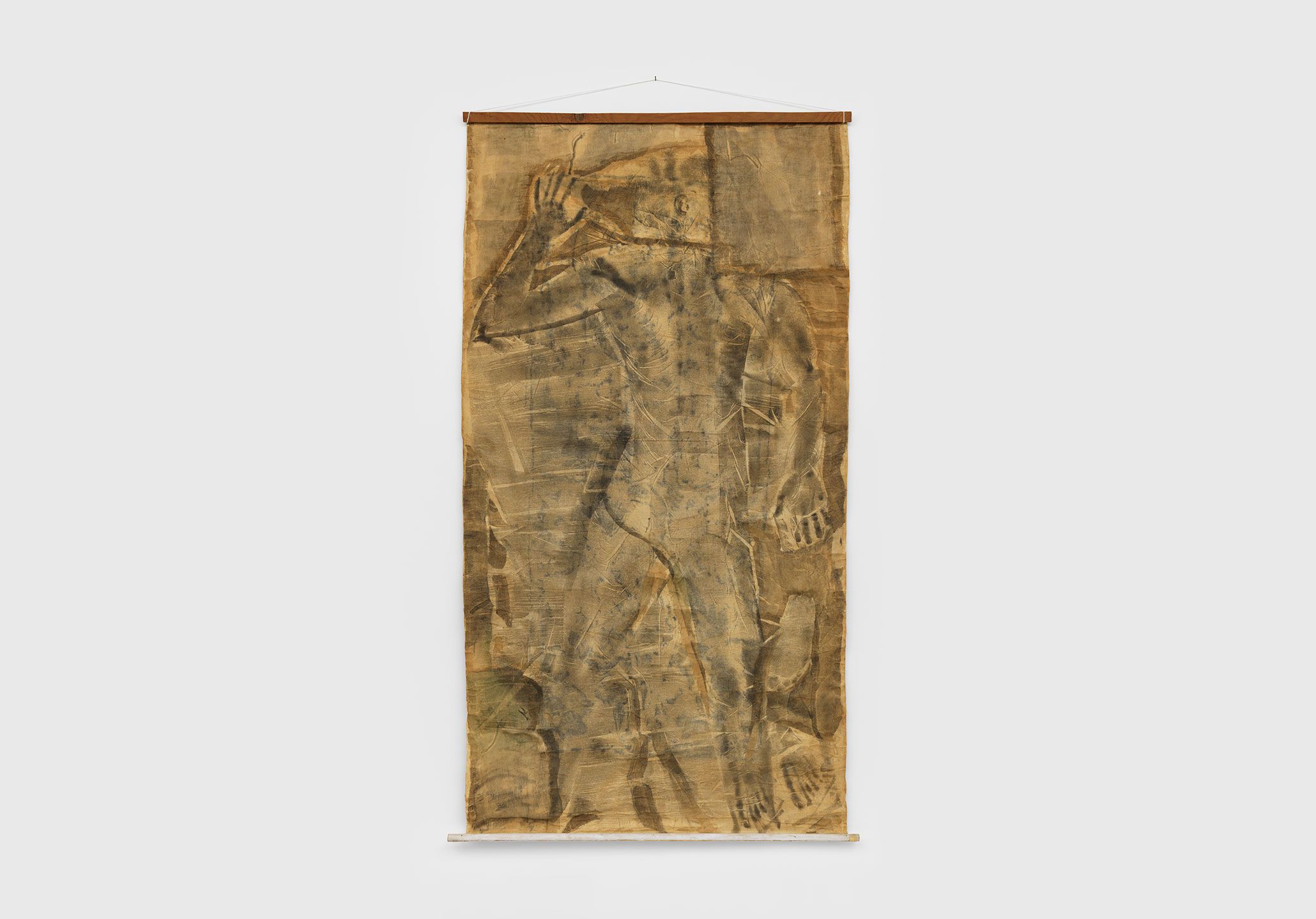 An ink rubbing on Webril by Sari Dienes, titled Untitled (Ray Johnson Body Rubbing) , circa 1954.