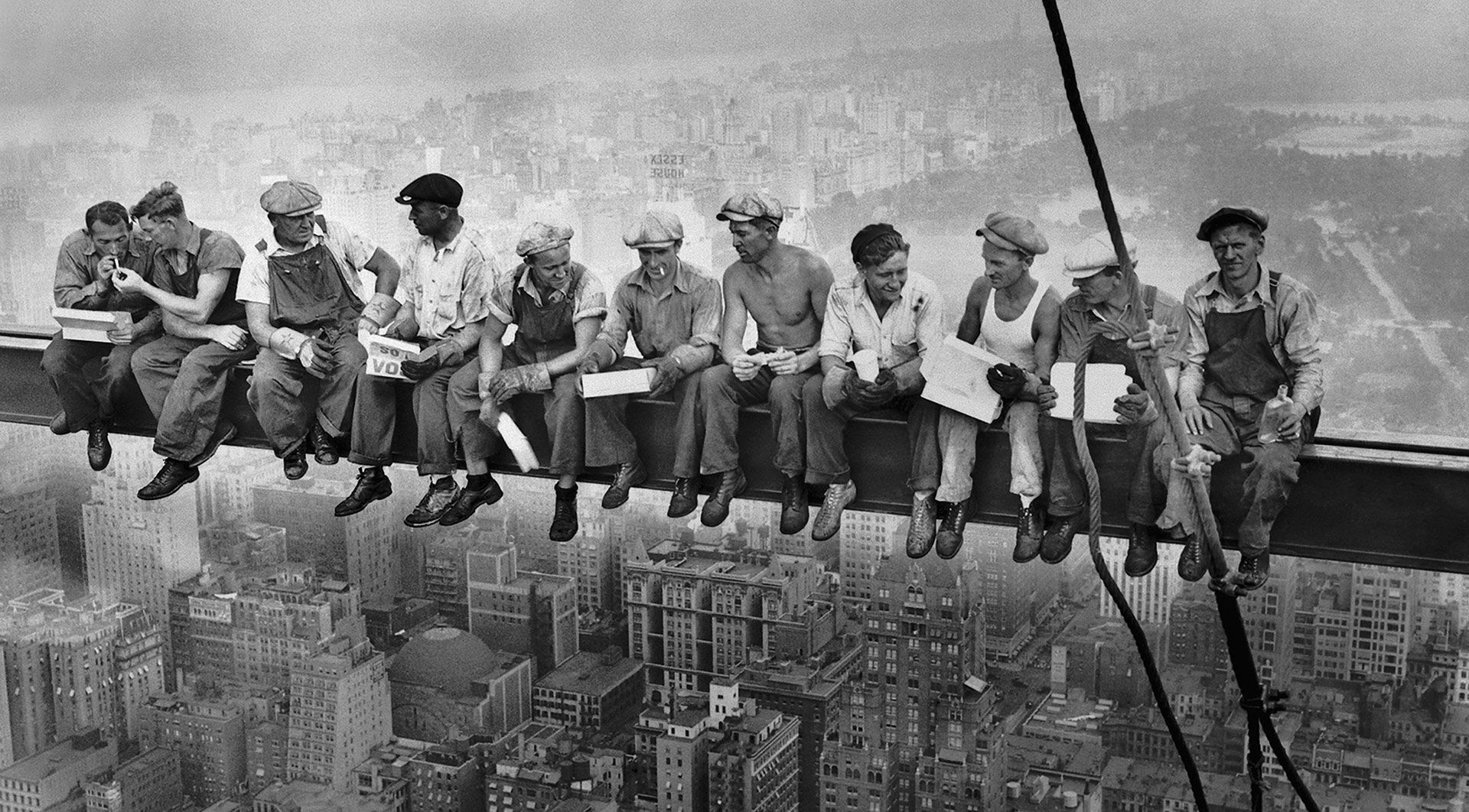 A detail from a photograph by Charles C. Ebbets, titled Lunch atop a Skyscraper, dated 1932.