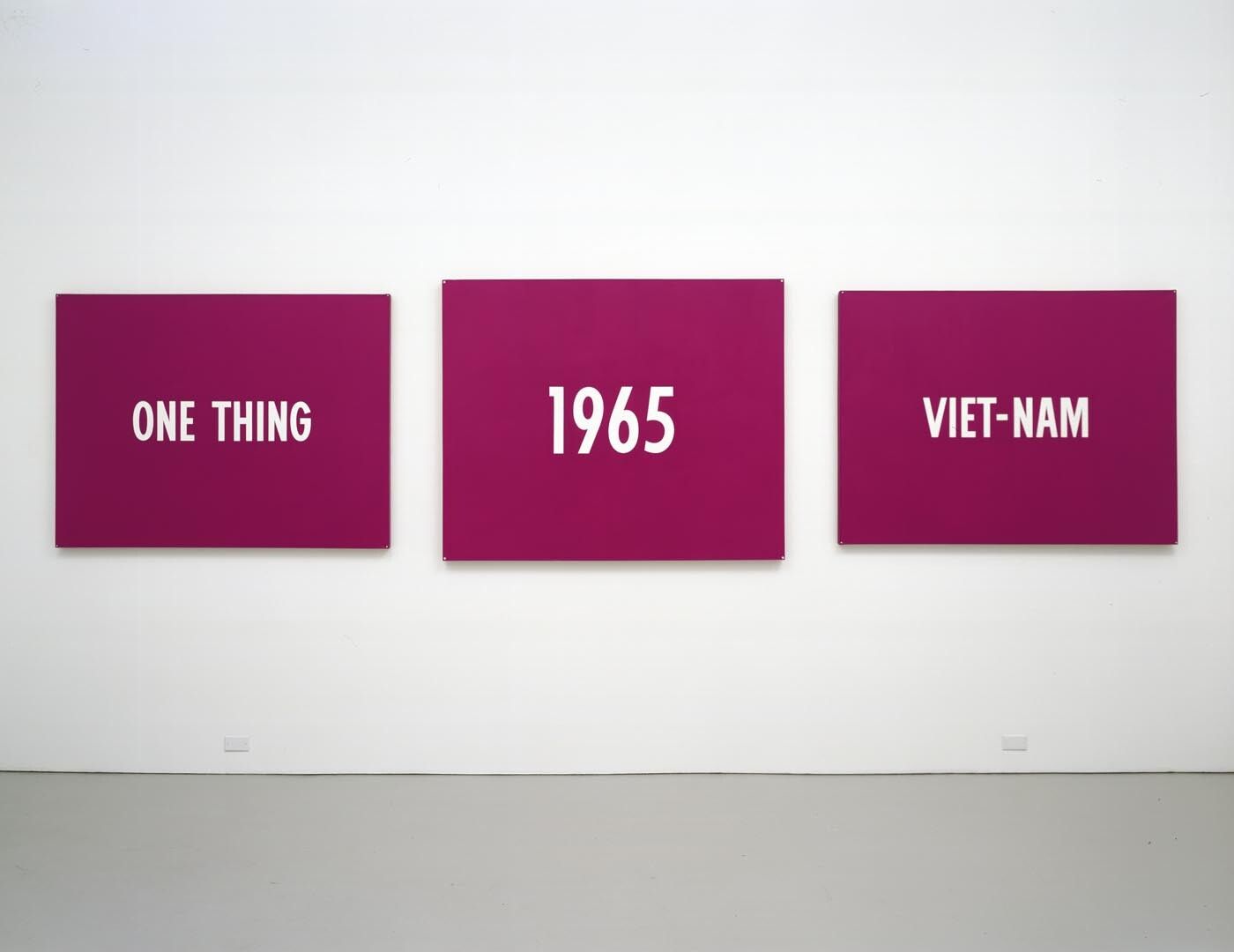 An installation view of the exhibition On Kawara: Paintings of 40 Years, at David Zwirner New York, dated 2004.