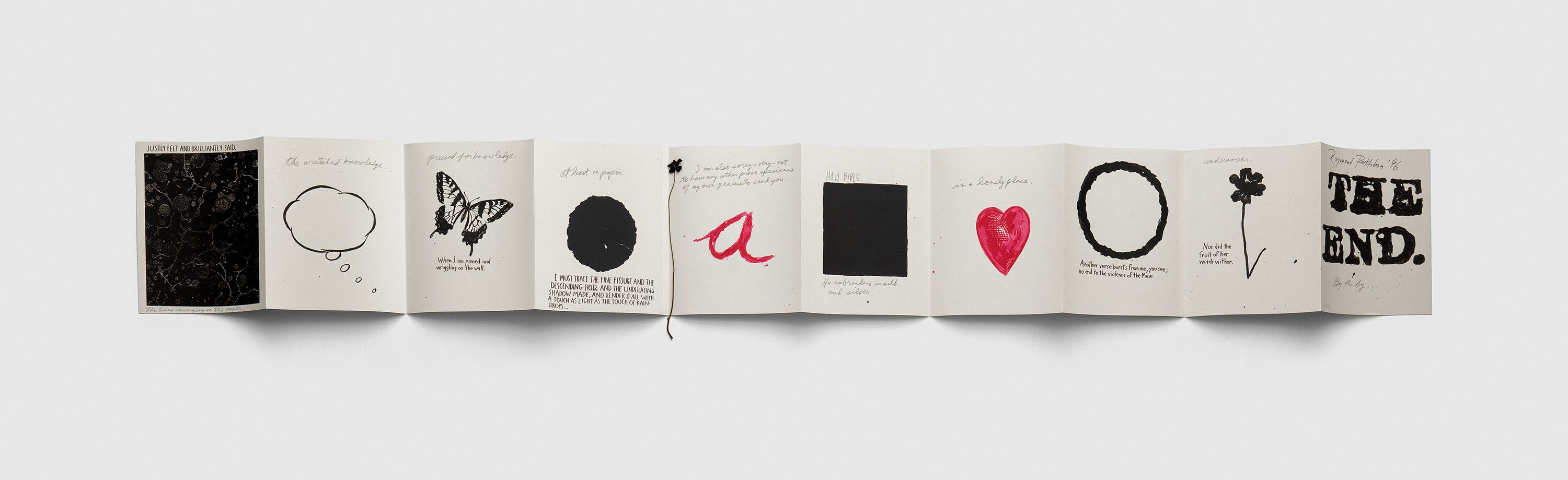 A print by Raymond Pettibon, called Untitled (Justly Felt and Brilliantly Said), dated 1996.