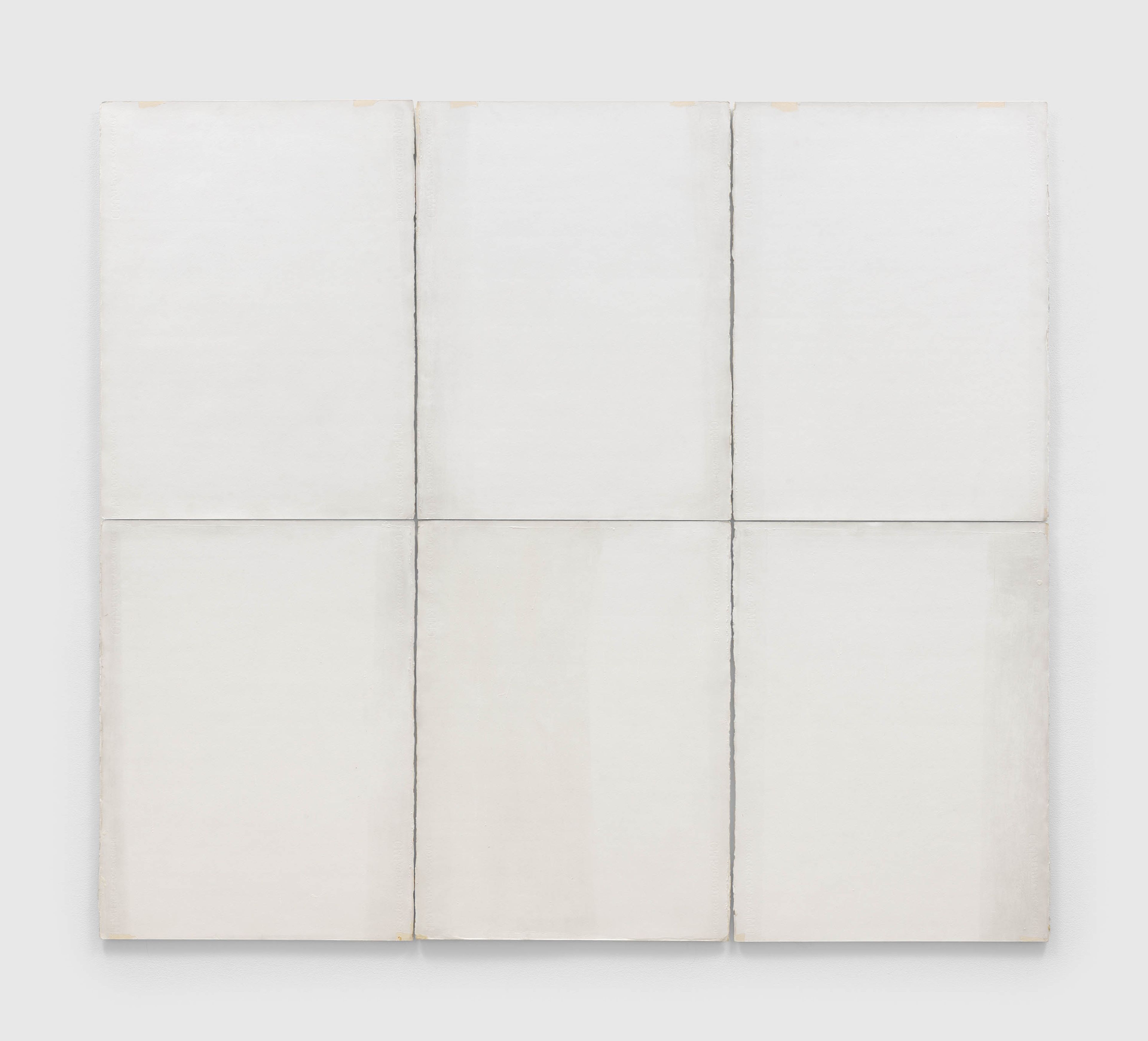 A six part painting by Robert Ryman, titled Classico 6, dated 1968.