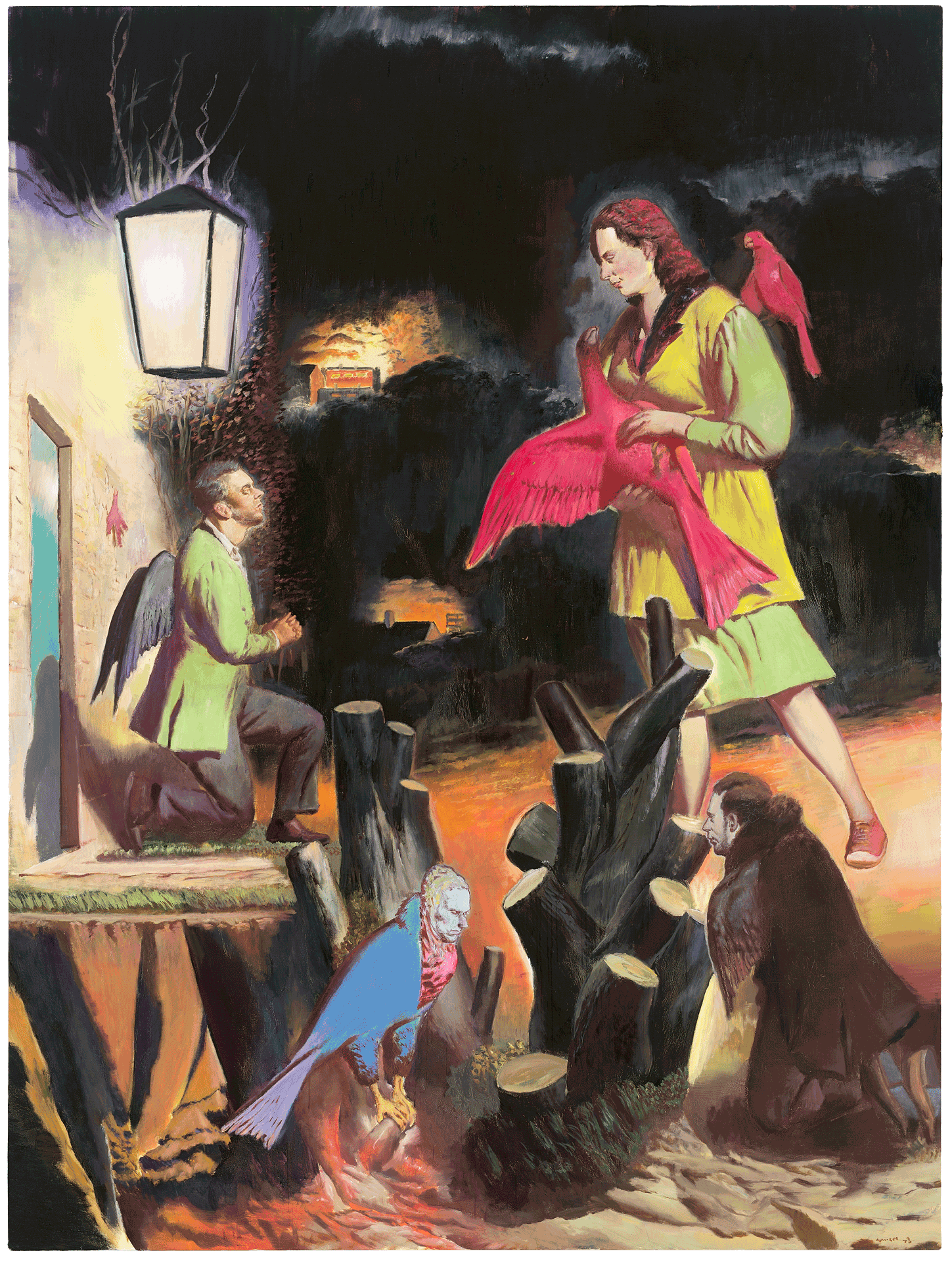 A painting by Neo Rauch, titled Sp√§te Heimkehr, dated 2013.