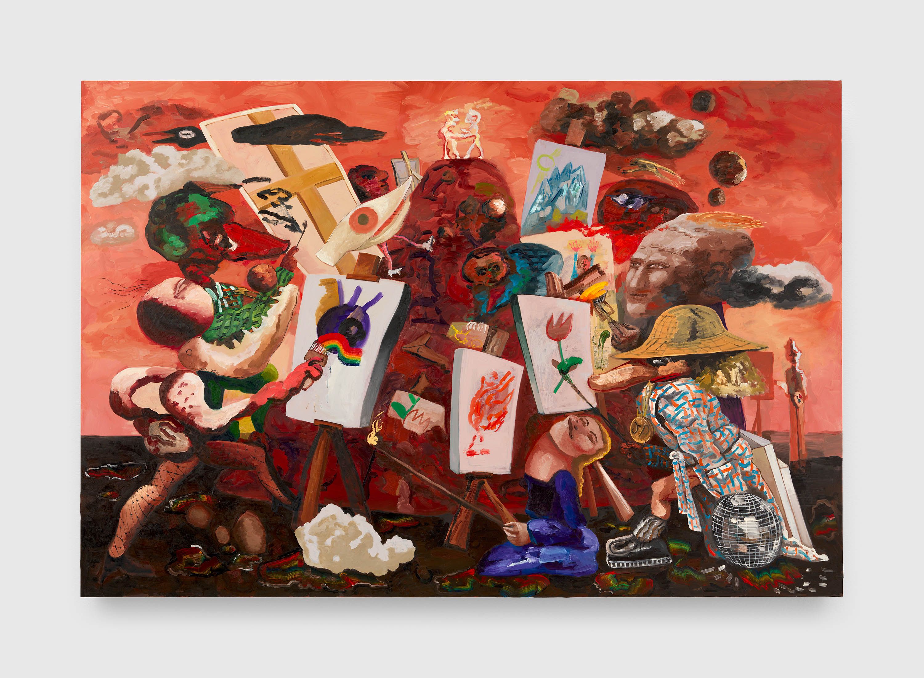 A painting by Dana Schutz, titled The Hill, dated 2023.