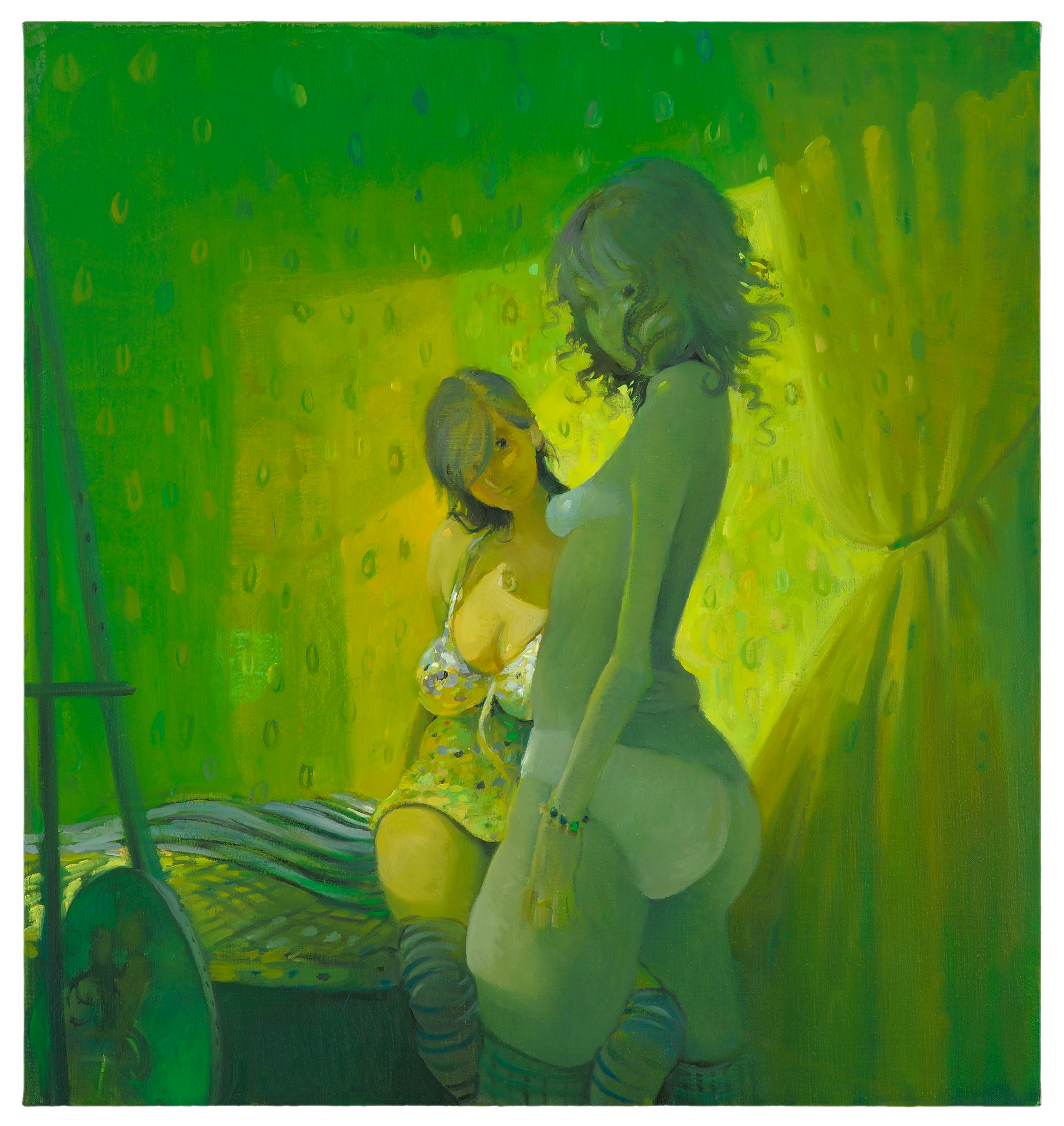 A painting by Lisa Yuskavage, titled Teresa and Lauren, dated 2008.