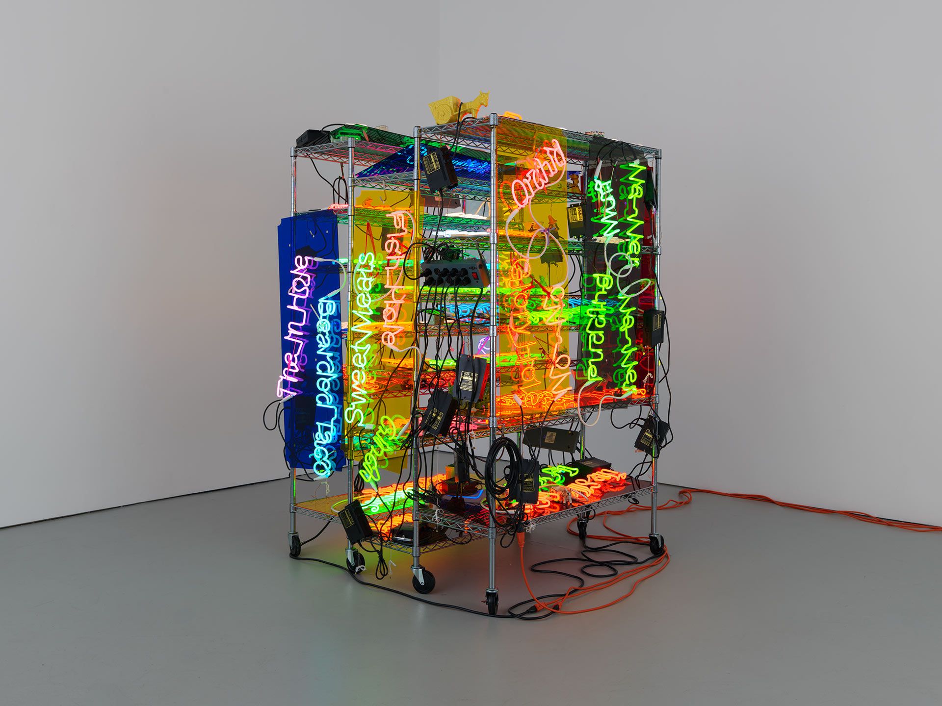 A sculpture by Jason Rhoades, titled Shelf (Love Pocket), dated 2003.