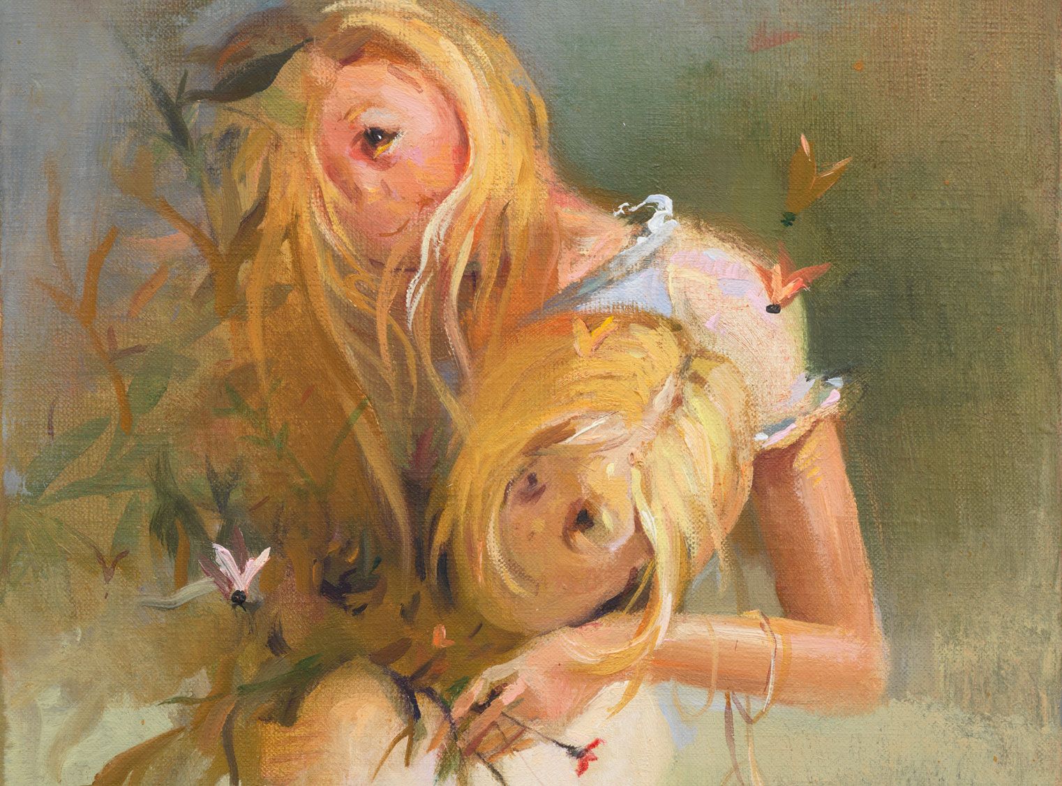 A detail from a painting by Lisa Yuskavage, titled Little Kingdom, dated 2005.