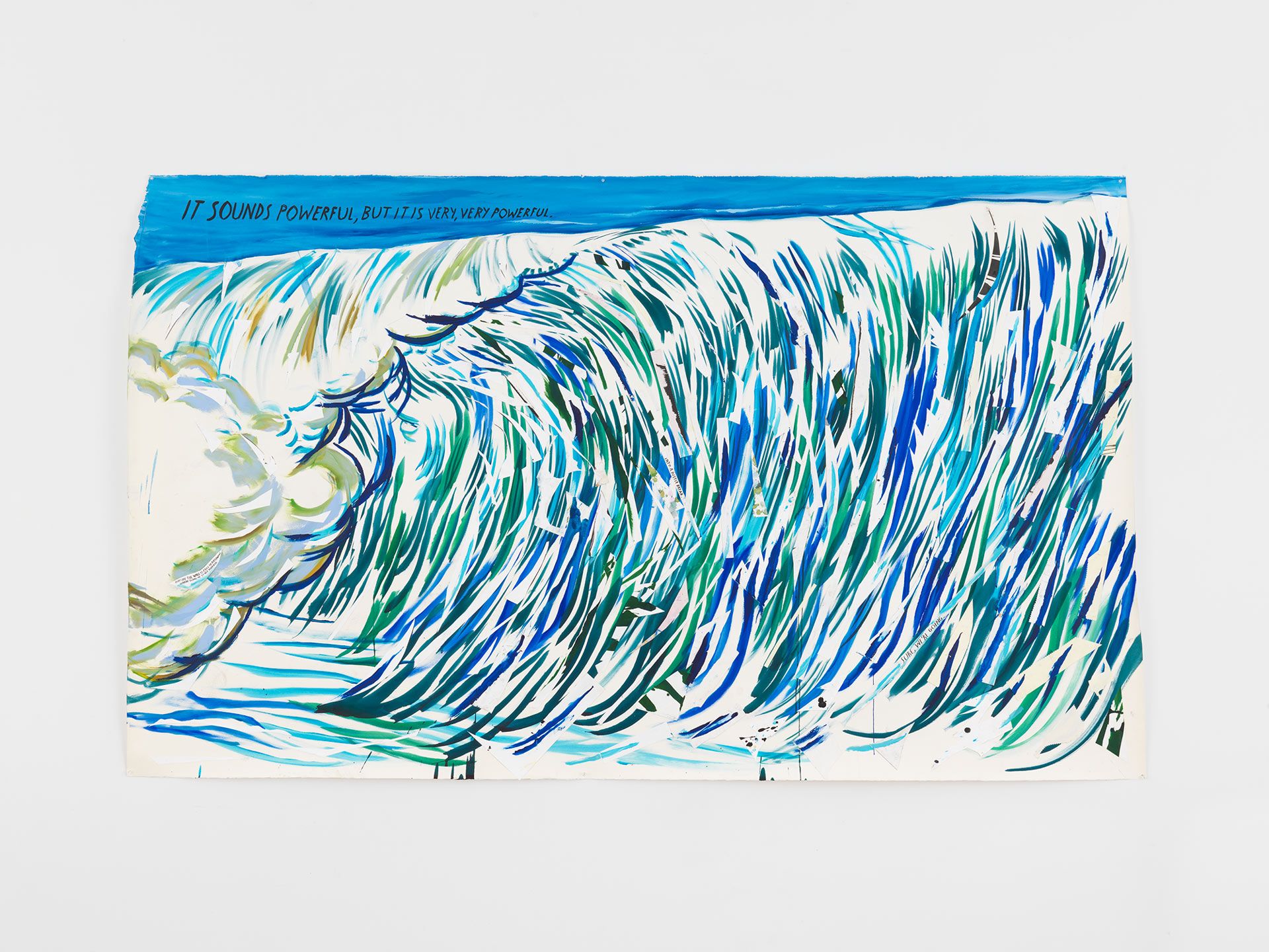 A drawing by Raymond Pettibon, titled No Title (It sounds powerful...), dated 2017.