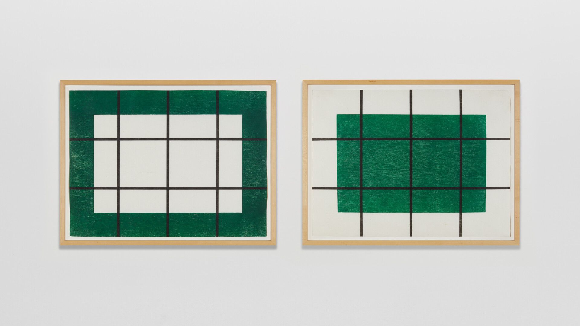 A photo featuring two of twenty prints from Donald Judd, Untitled 1992-1993/2020, dated 2020