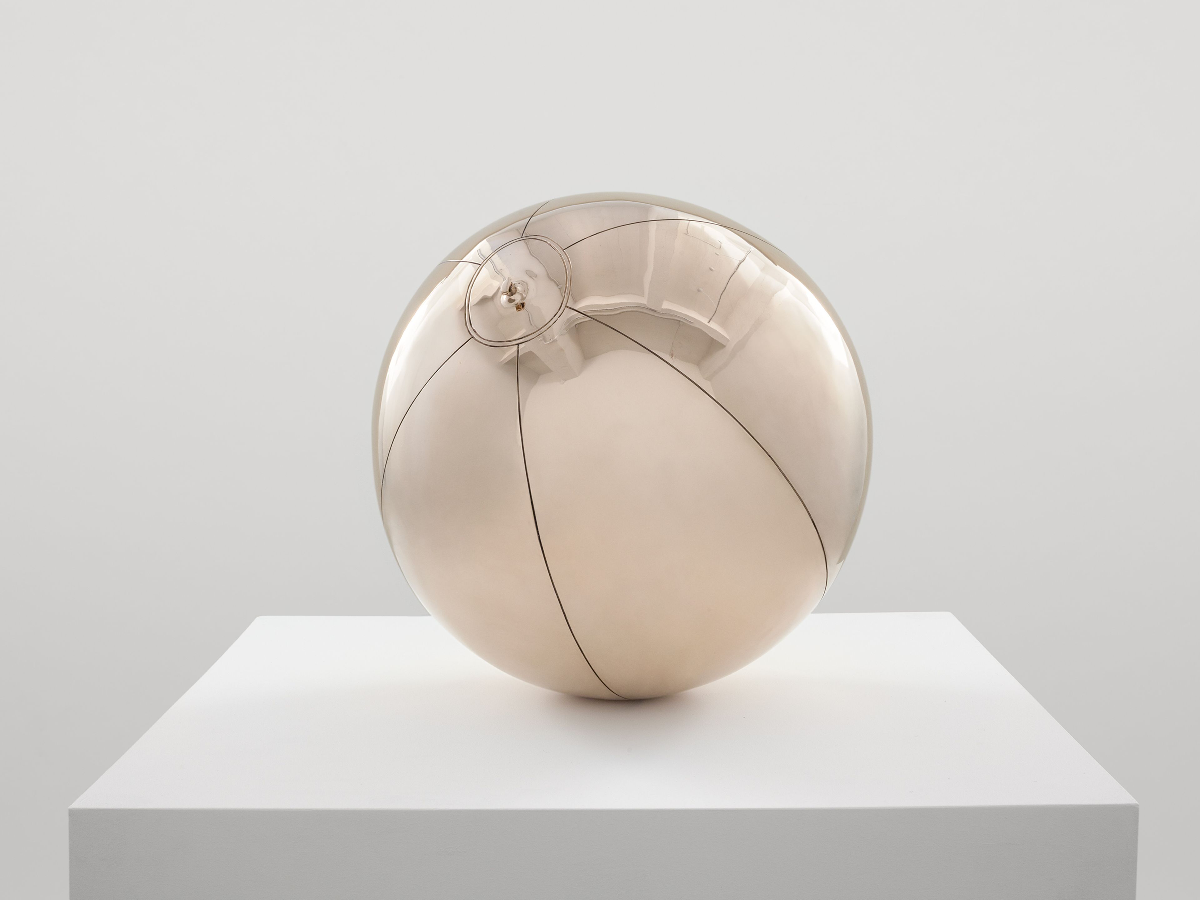 A cast bronze sculpture by Sherrie Levine, titled, Beach Ball after Lichtenstein, dated 2015.