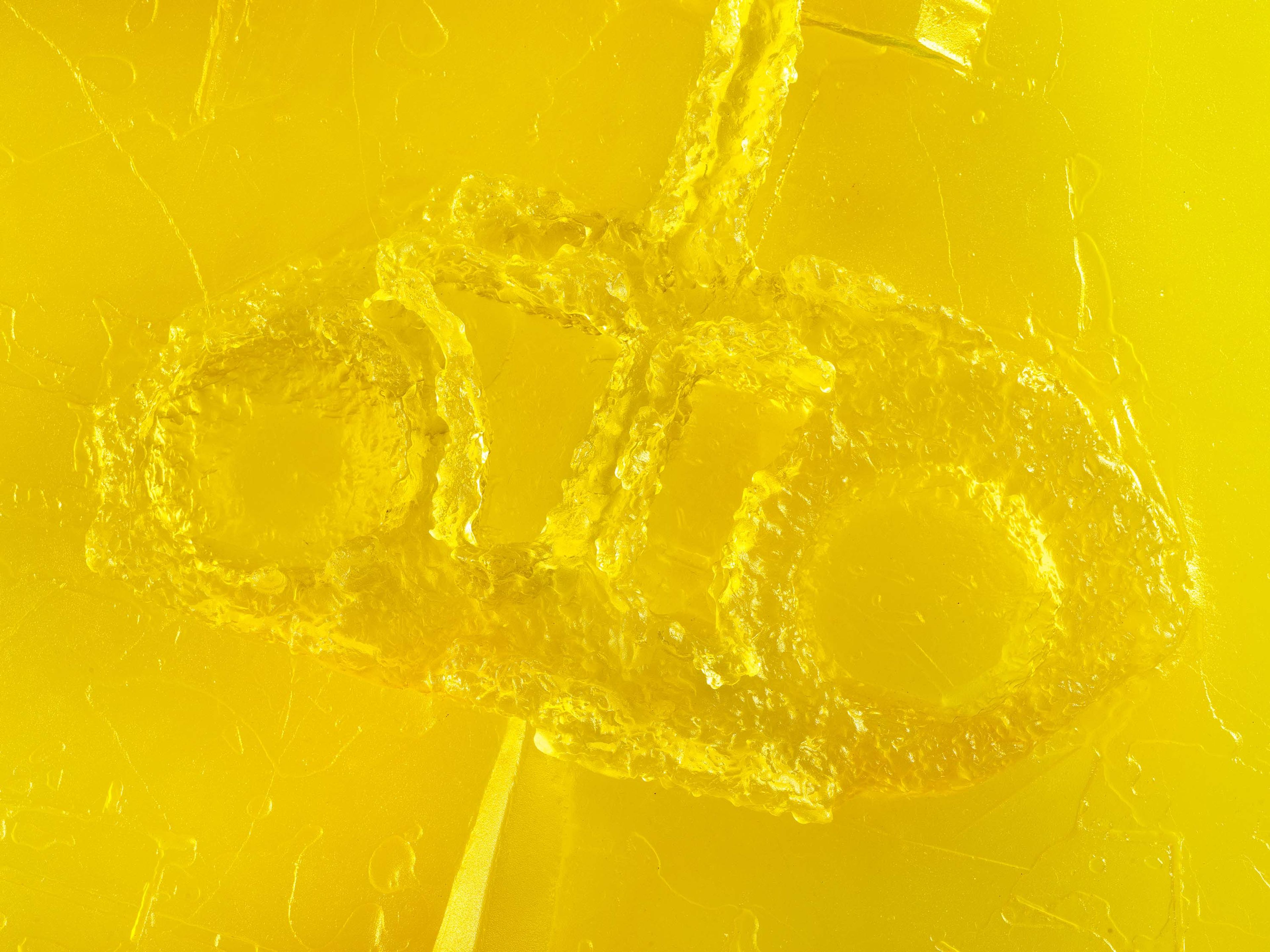 A detail from a sculpture by Andra Ursuta, titled Private Dancer (Uranium Yellow), dated 2025.