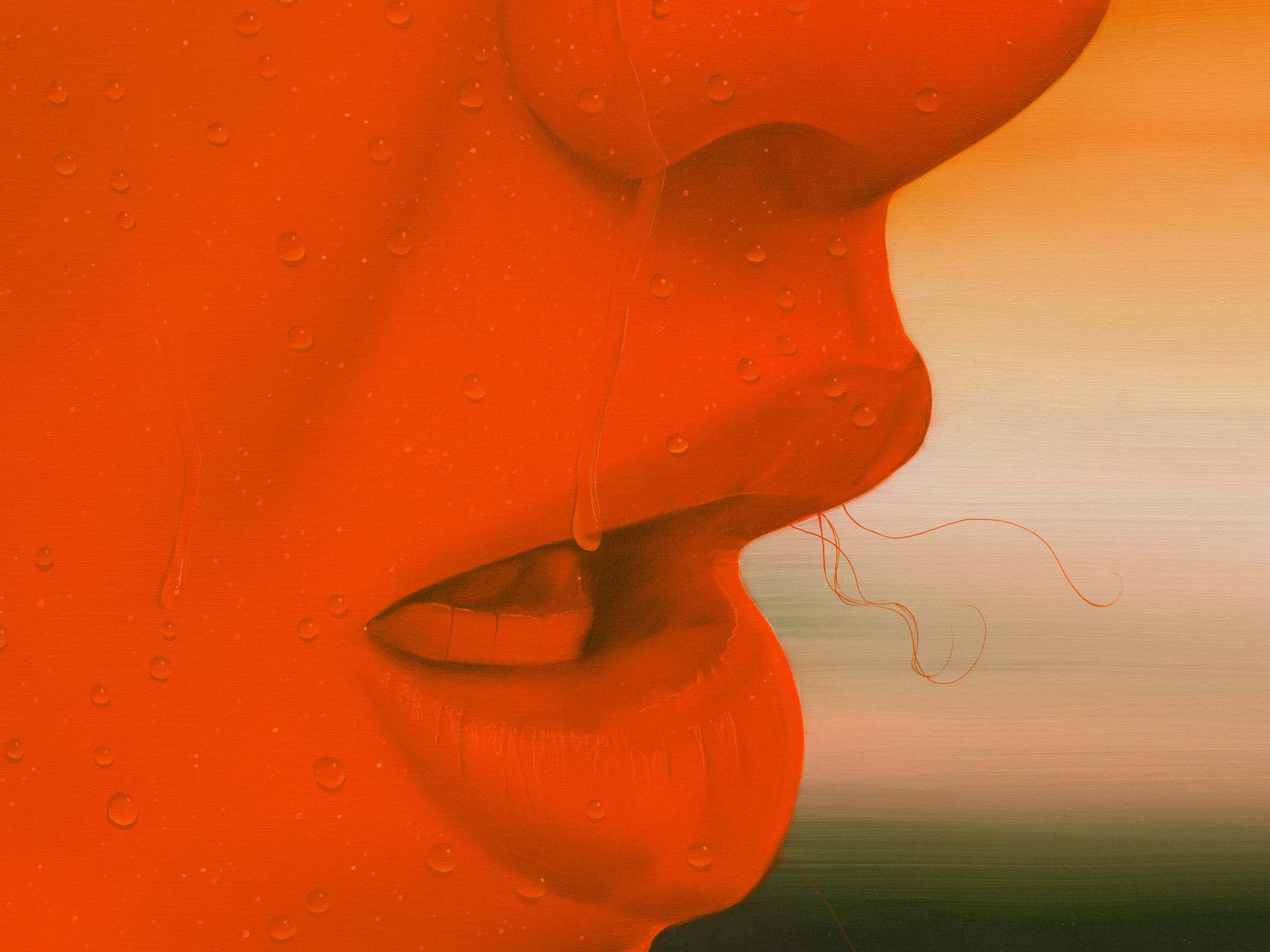 A detail from a painting by Sasha Gordon, titled Flame Like Blush, dated 2024.