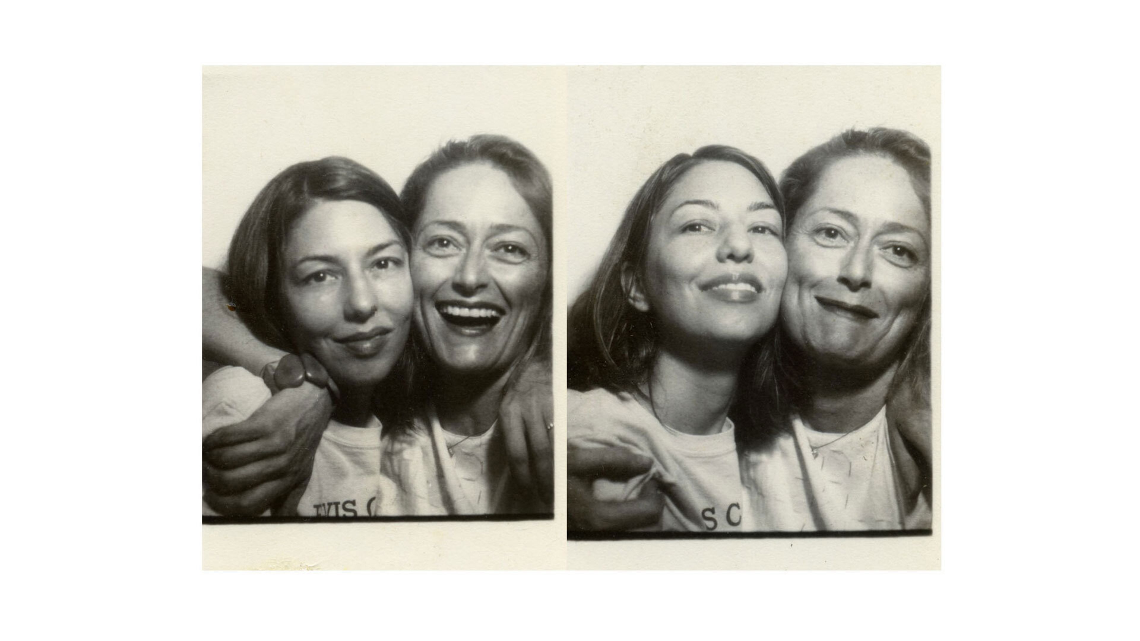 A black and white photo of Sofia Coppola and Rainer Judd, dated 2020.