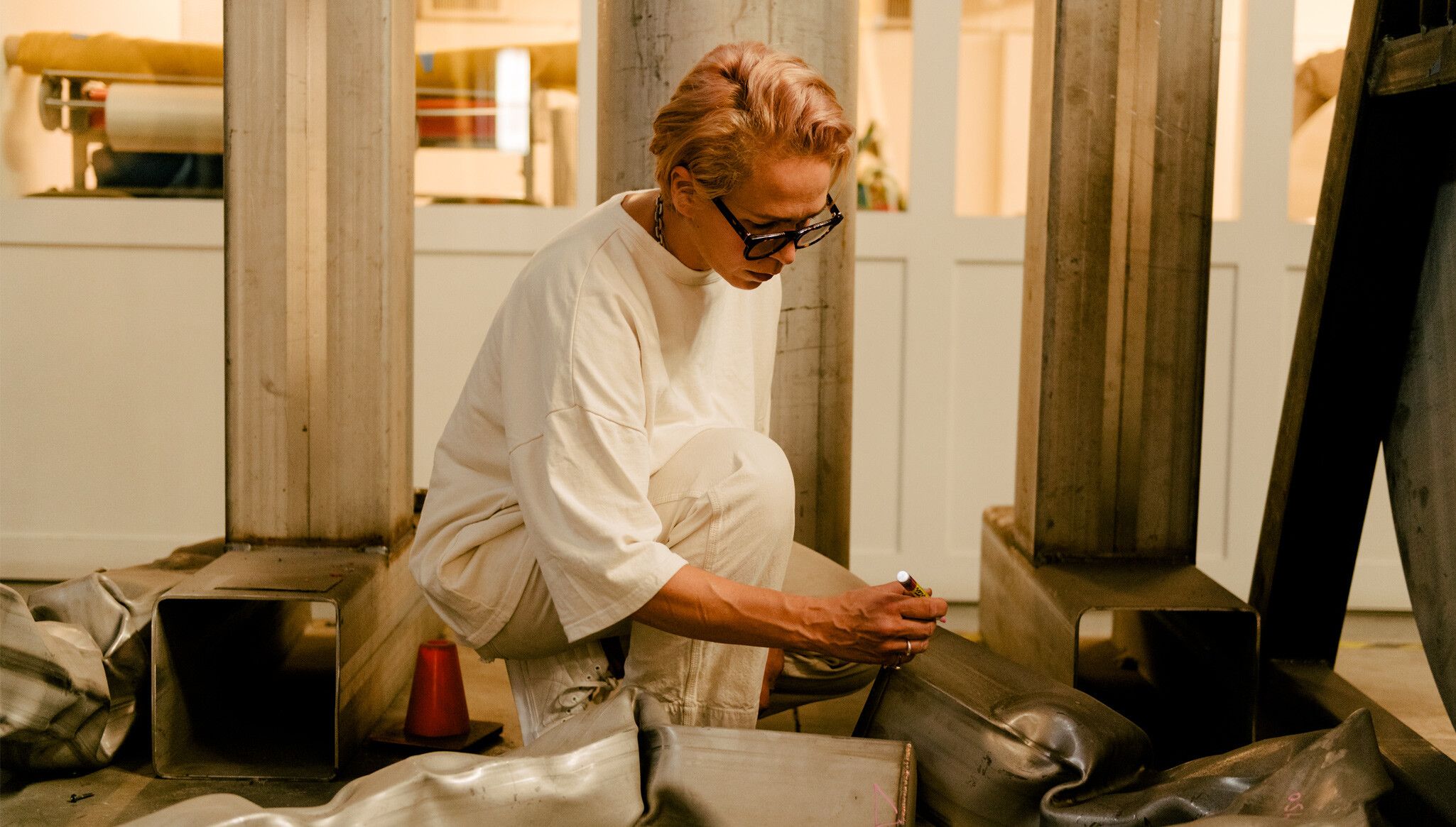 Carol Bove’s studio, 2022. Photo: Daniel Dorsa