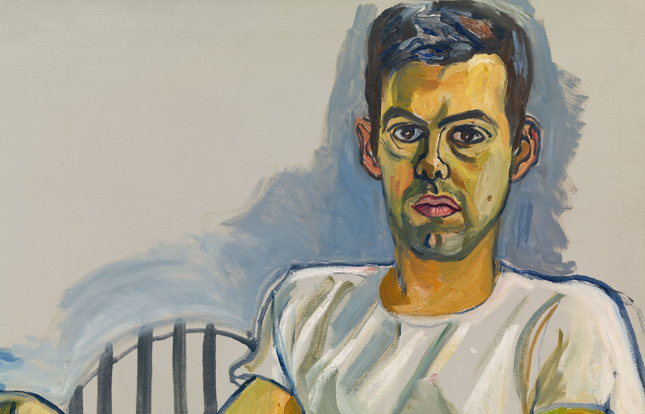 A detail from a painting by Alice Neel, titled Richard, dated 1967.