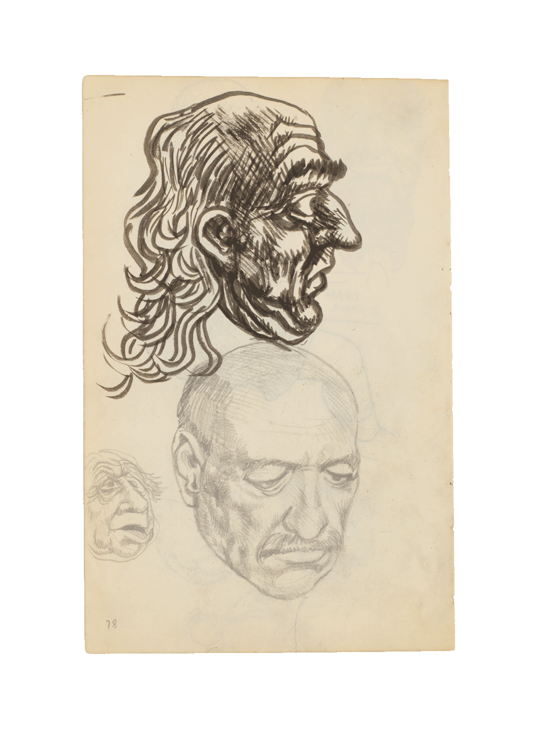 The recto of a drawing by R. Crumb, titled Untitled (Dean, 10 April 1961, from School Notebook 1961 page 77 slash 78), dated 1961.