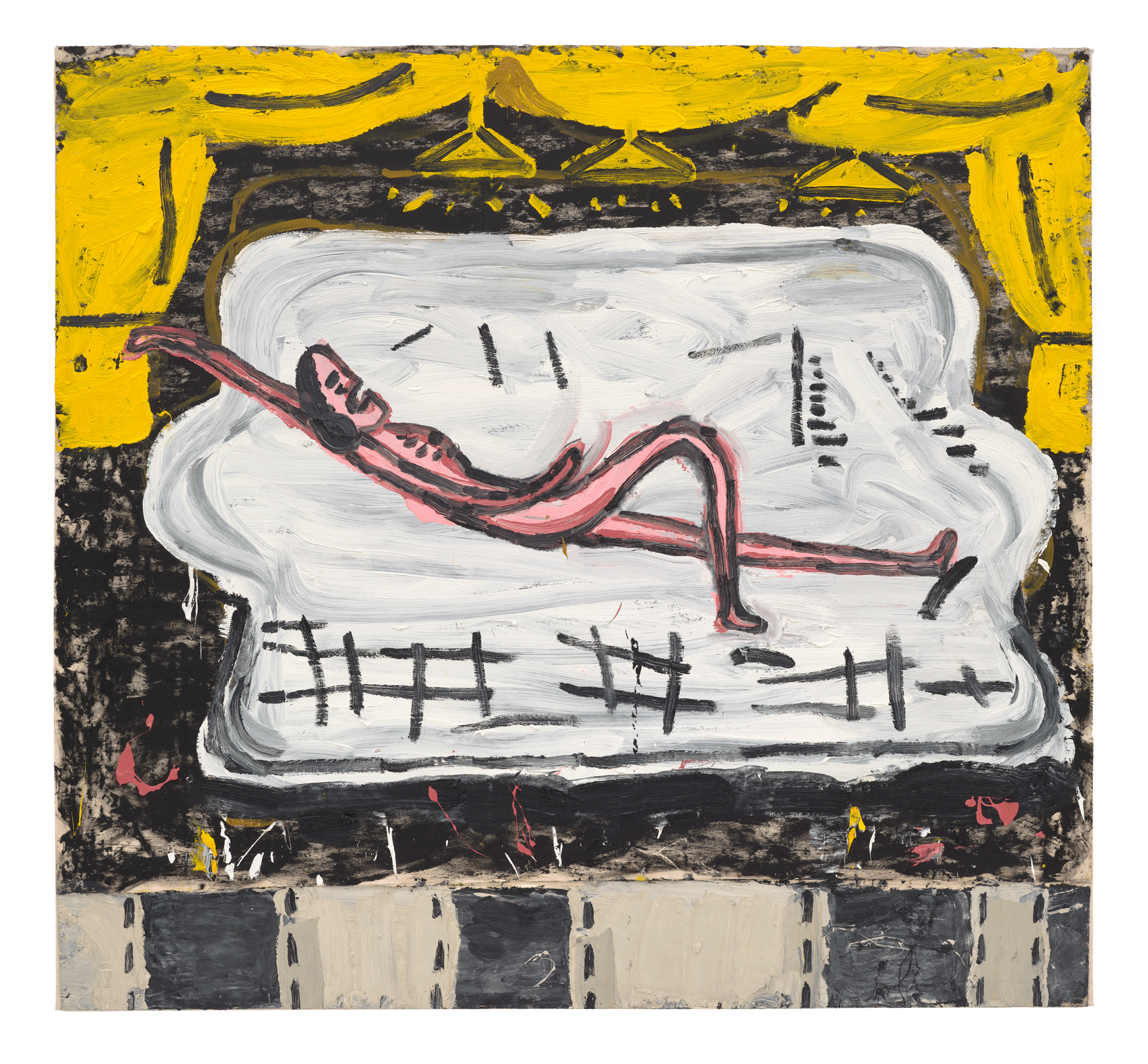 A painting by Rose Wylie, titled Singing Life Model, dated 2017. 