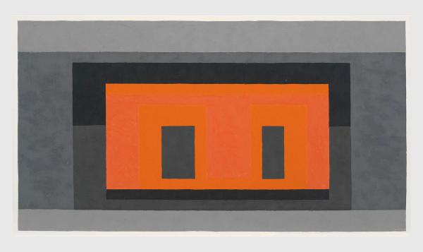 Josef Albers — Pink-Orange Surrounded by Four Grays