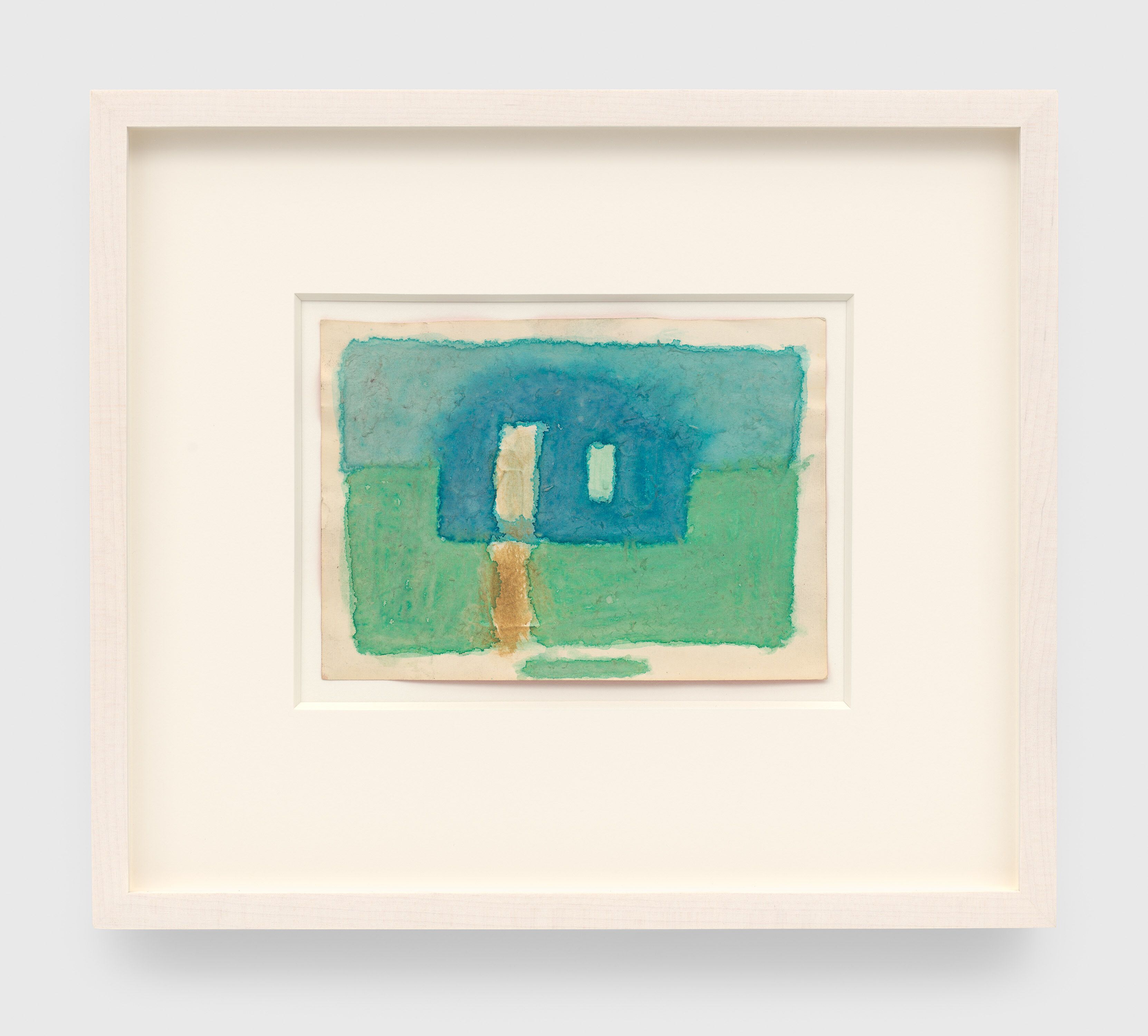 A mixed media artwork by James Castle, titled Untitled (blue house), n.d.