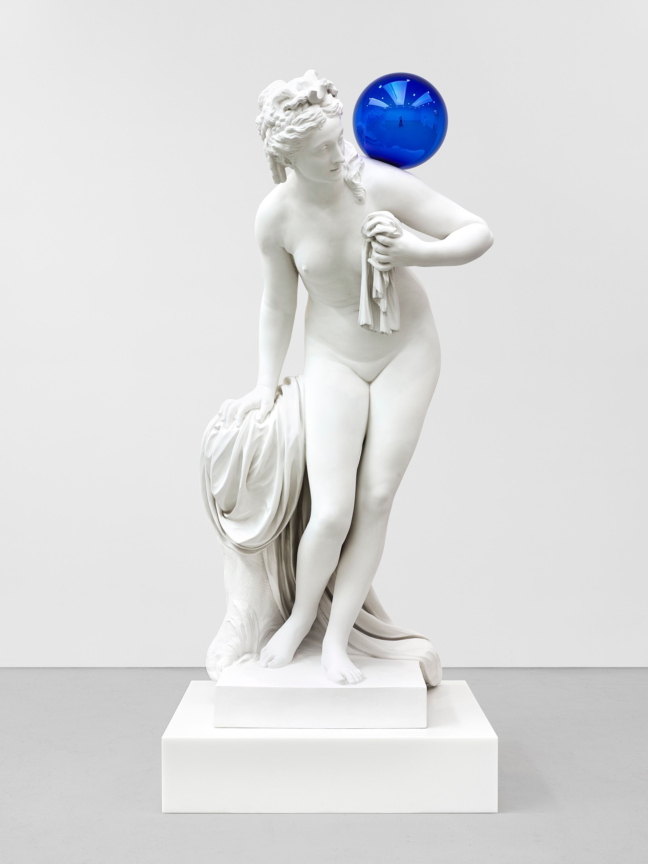 A plaster and glass sculpture by Jeff Koons, titled Gazing Ball (Diana), dated 2013.