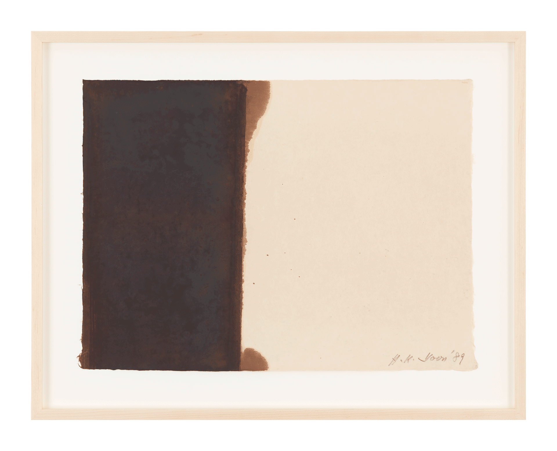 A drawing by Yun Hyong-keun, titled Burnt Umber & Ultramarine, dated 1989.