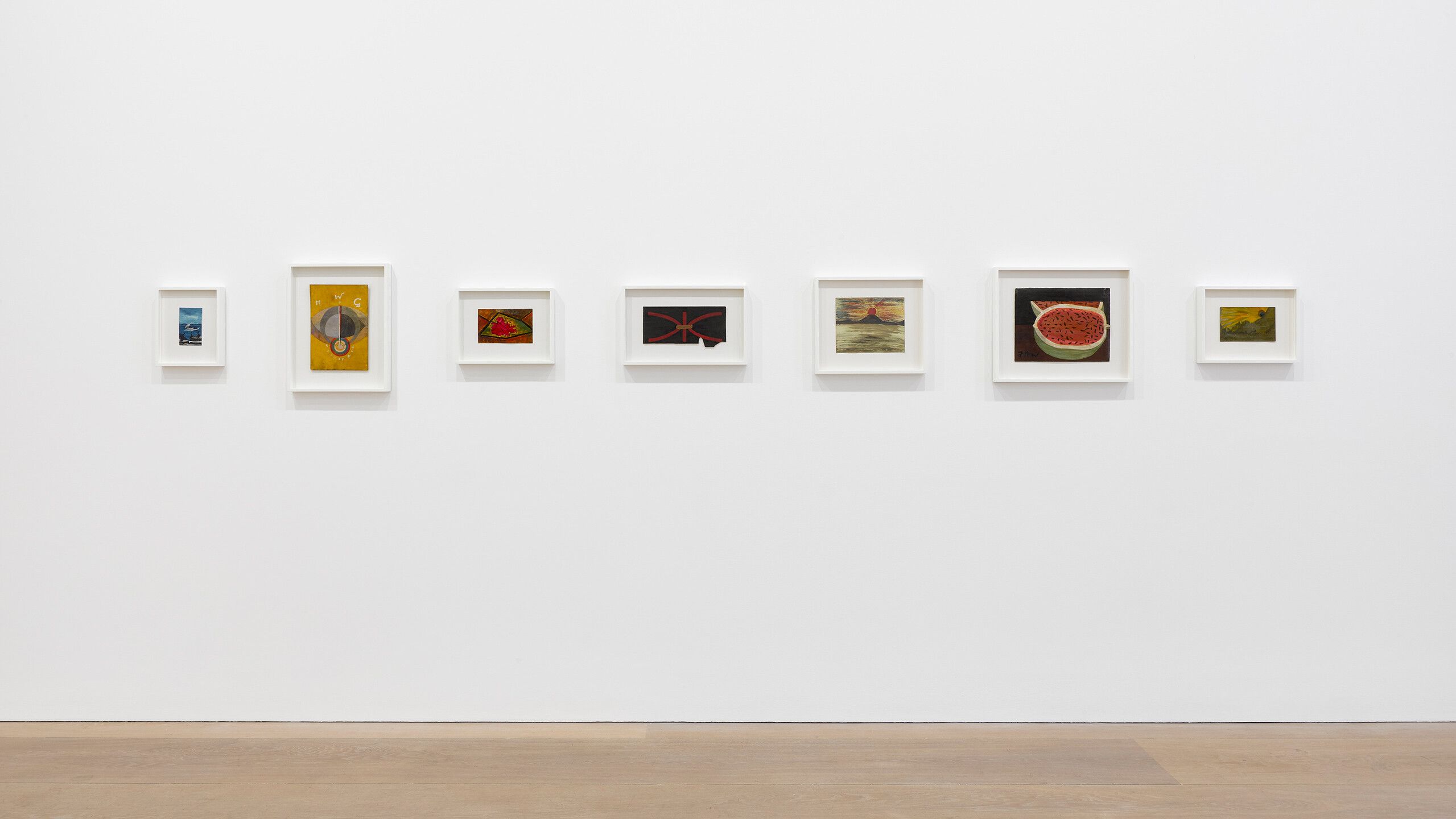 An installation view of an exhibition titled Frank Walter at David Zwirner, London, in 2021.
