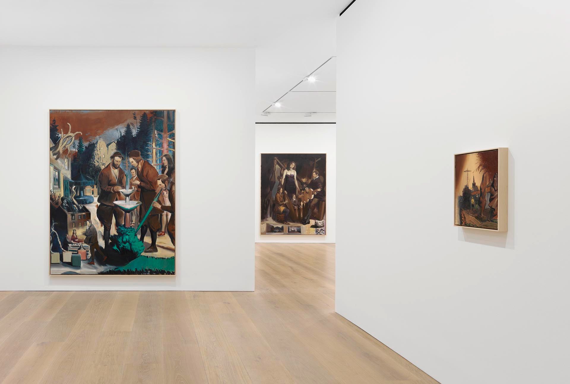 An installation view of the exhibition Neo Rauch: Rondo, at David Zwirner London, dated 2016.