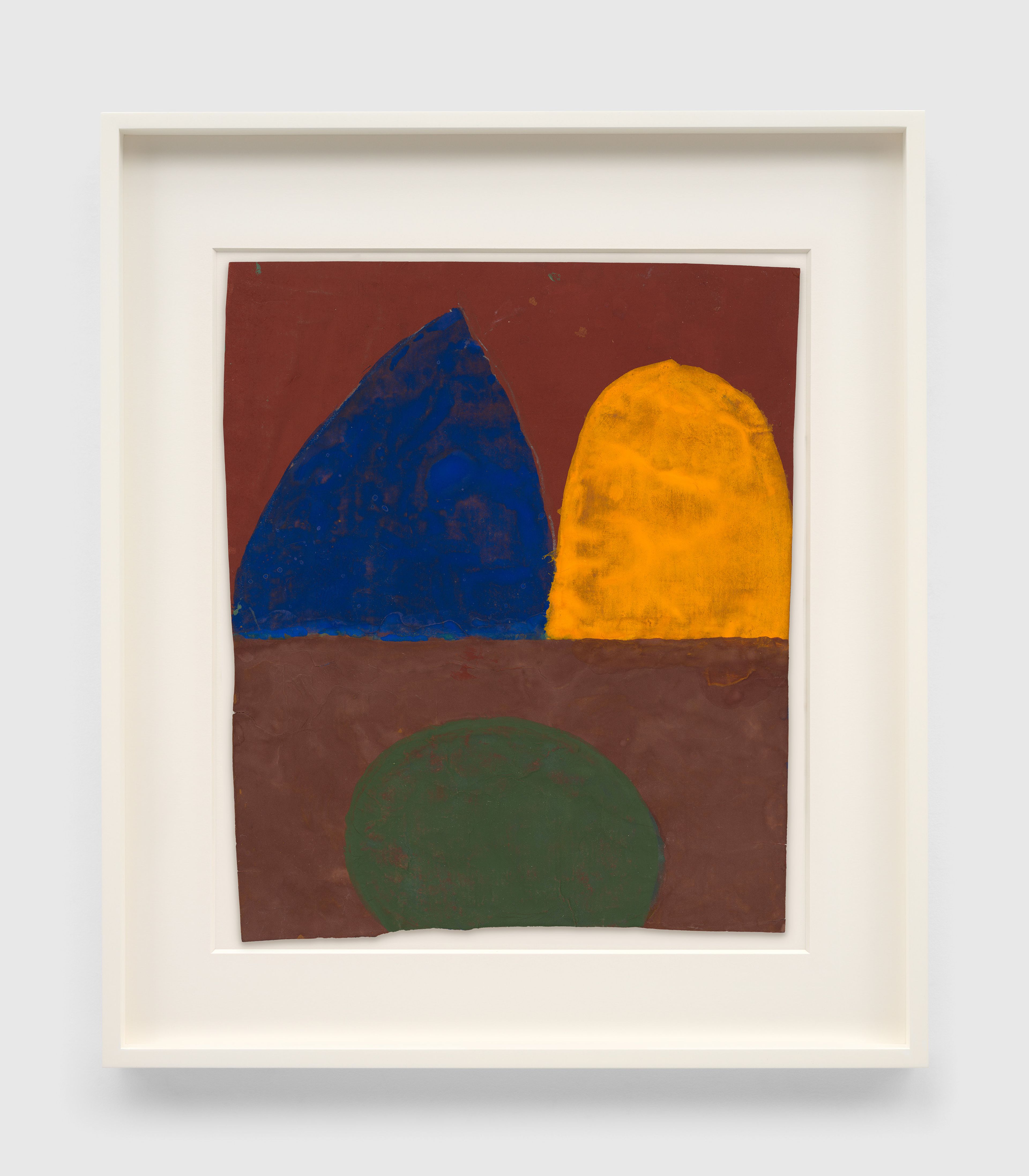 A work on paper by Suzan Frecon, titled purple, red, green, blue, orange, dated 2022.