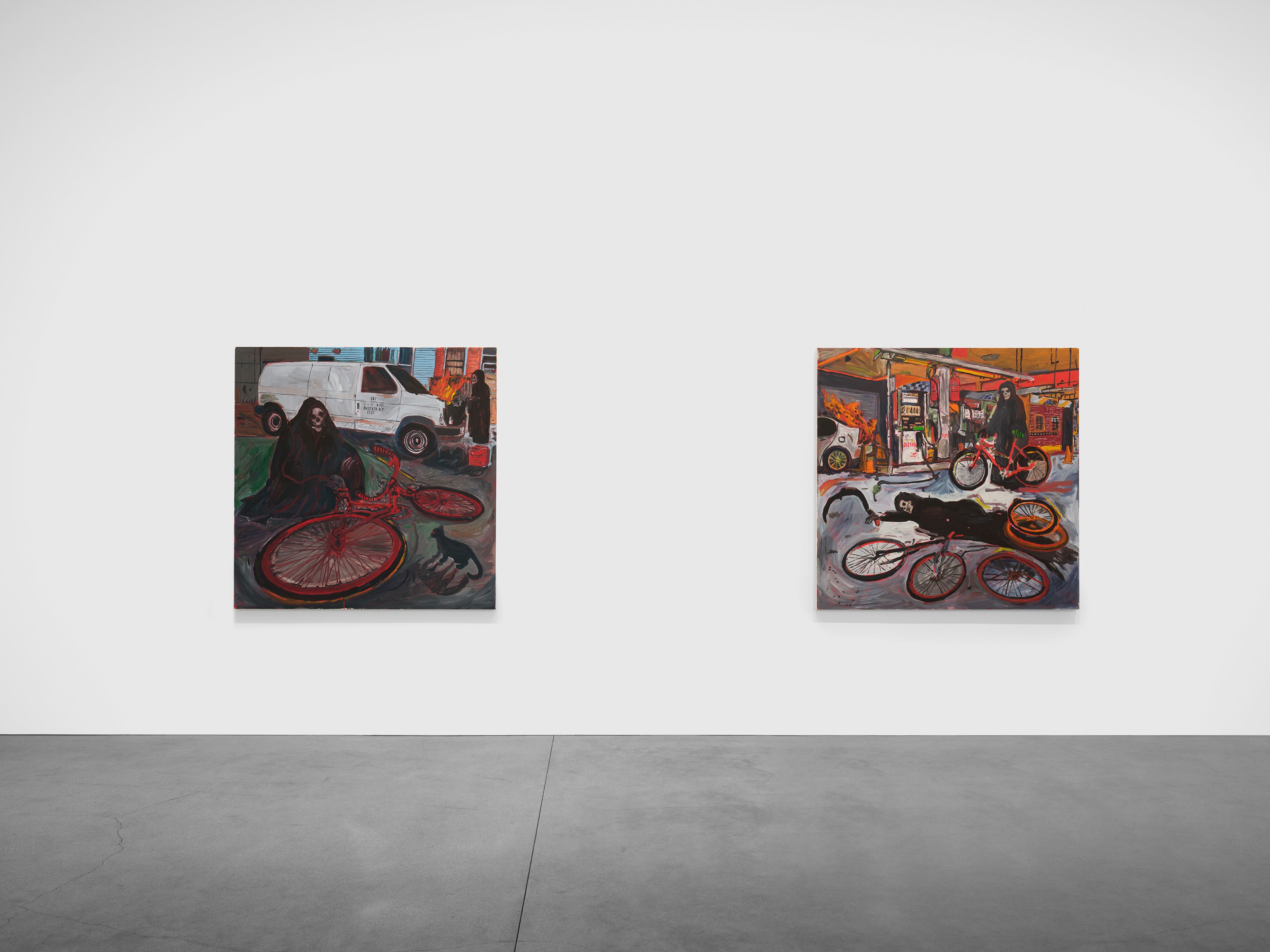 An installation view of the exhibition, Josh Smith: Destiny, at David Zwirner in Los Angeles, dated 2025.