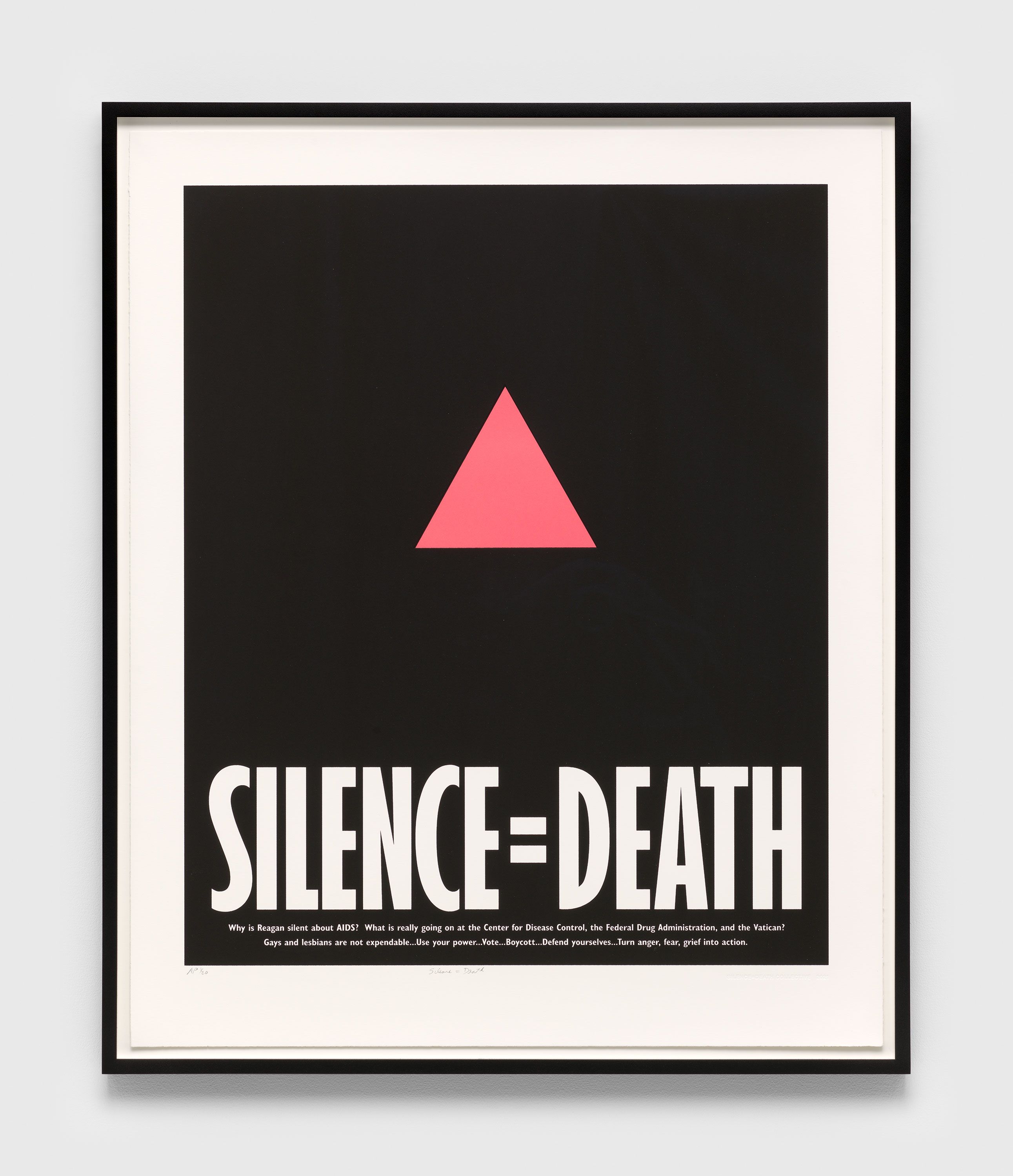 A poster by Silence=Death Collective, titled Silence=Death, dated 1987 & 2021. 