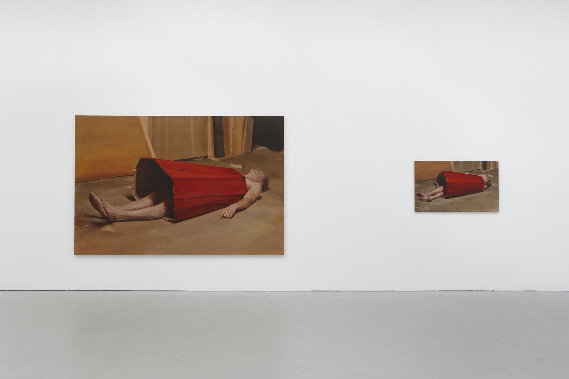 Installation view of the exhibition Michael Borremans: The Devil's Dress, at David Zwirner in New York, dated 2011.