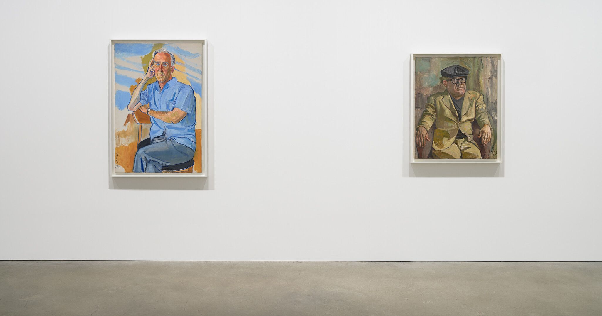An installation view of an exhibition titled, Alice Neel: Men from the Sixties, at David Zwirner, Hong Kong, in 2022.