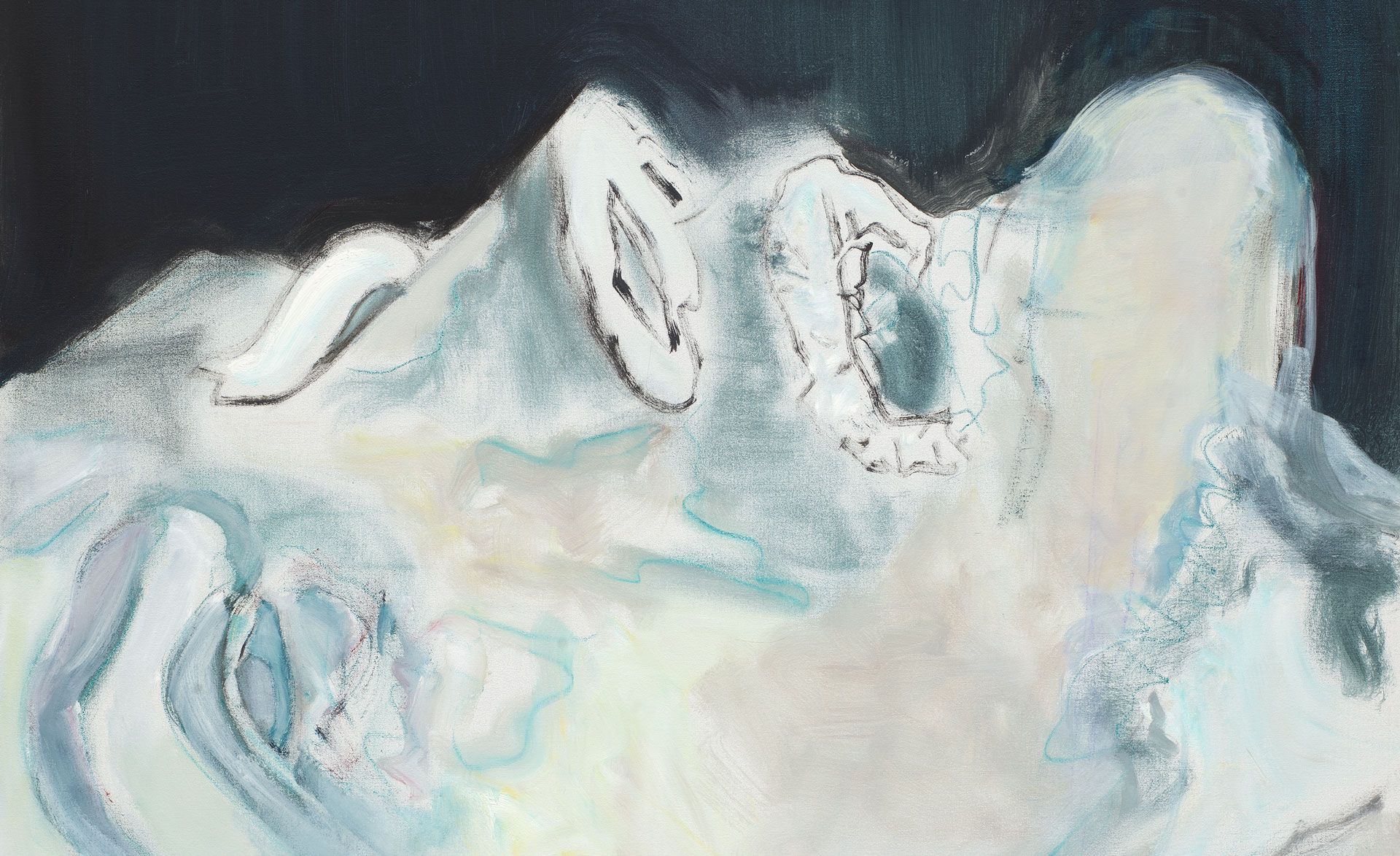 A detail from a painting by Marlene Dumas, titled Like Don Quixote, daed 2012